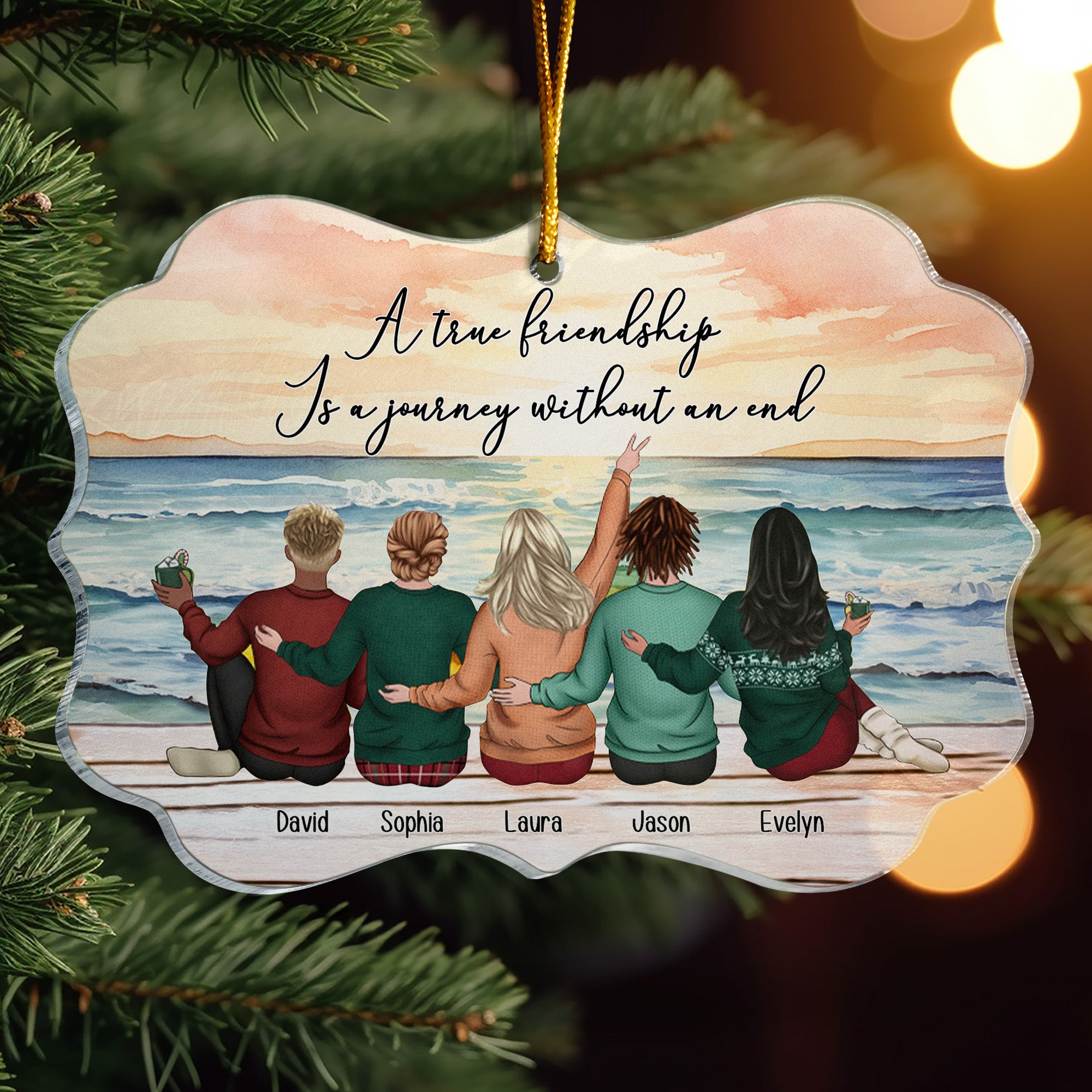 A True Friendship Is A Journey Without An End - Personalized Acrylic Ornament