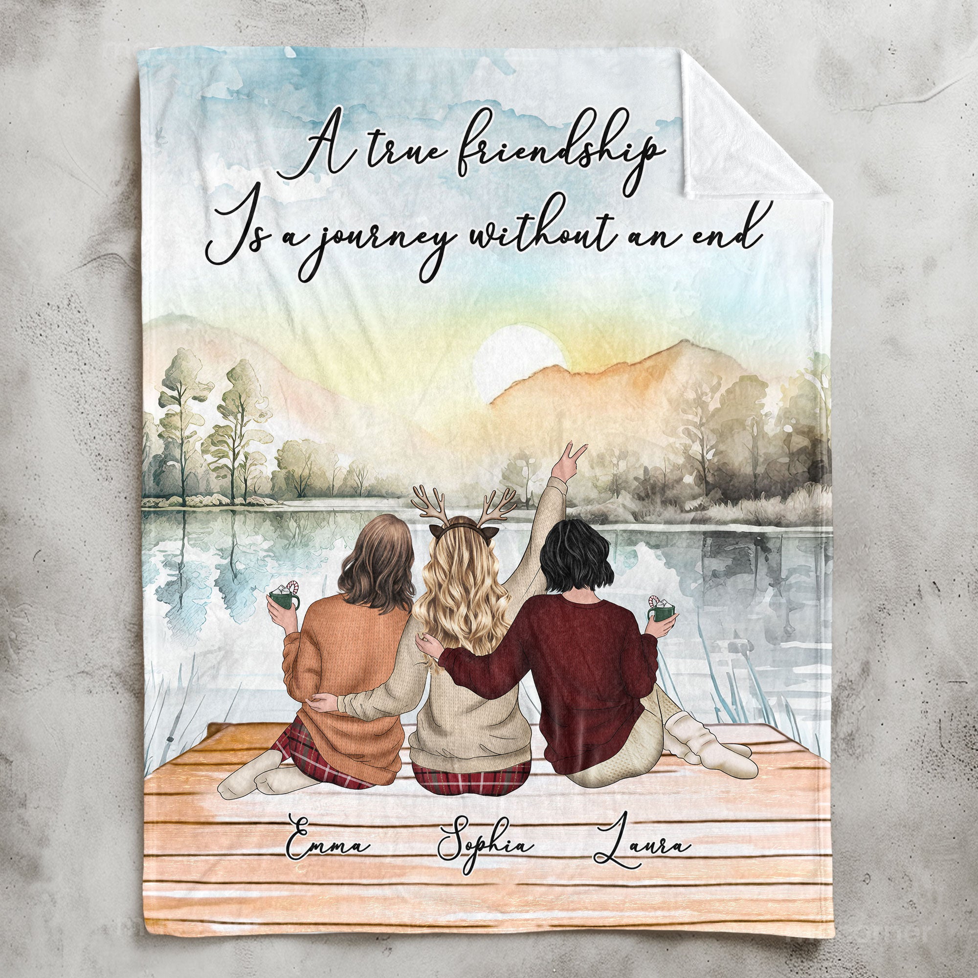 A True Friendship Is A Journey Without An End - Personalized Blanket