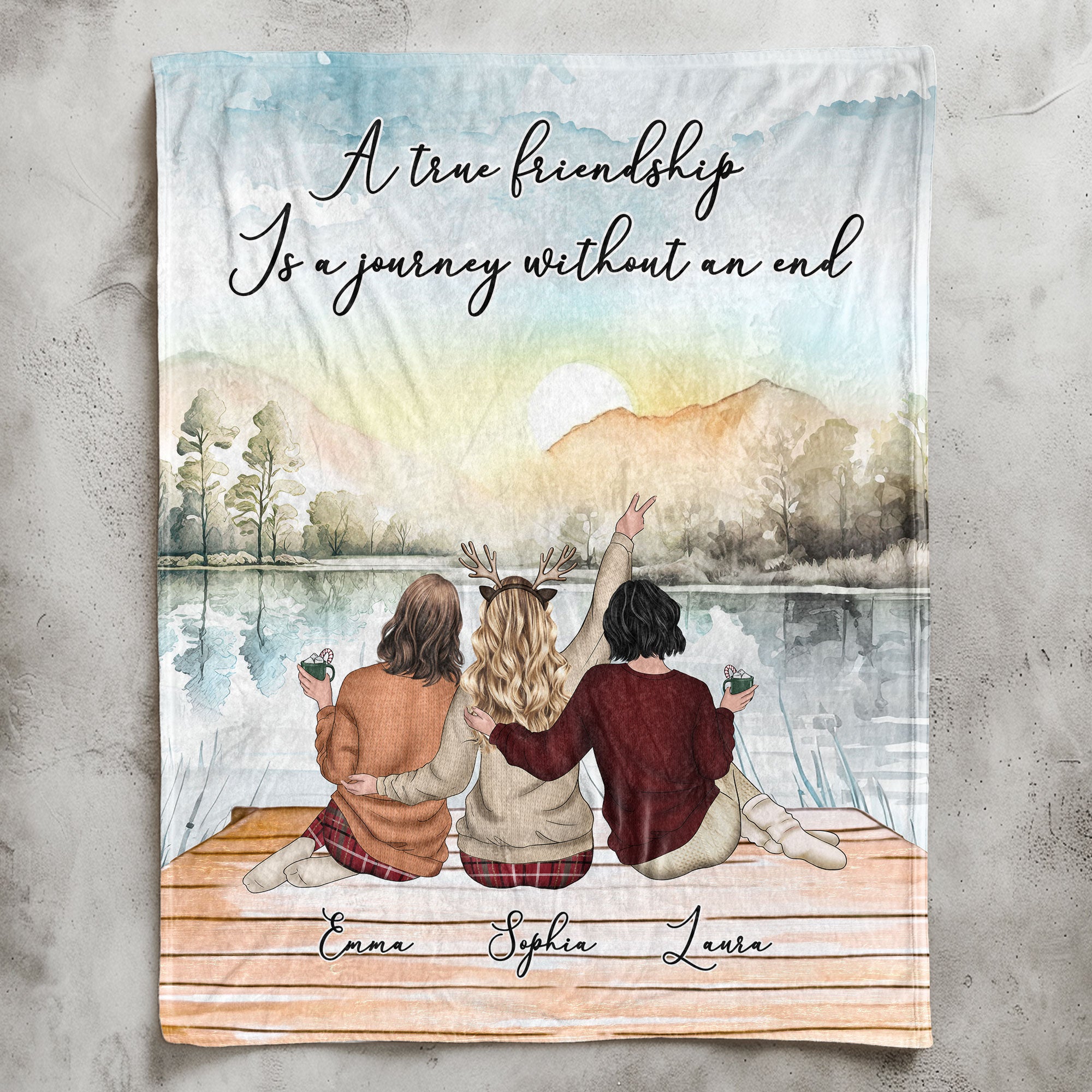 A True Friendship Is A Journey Without An End - Personalized Blanket