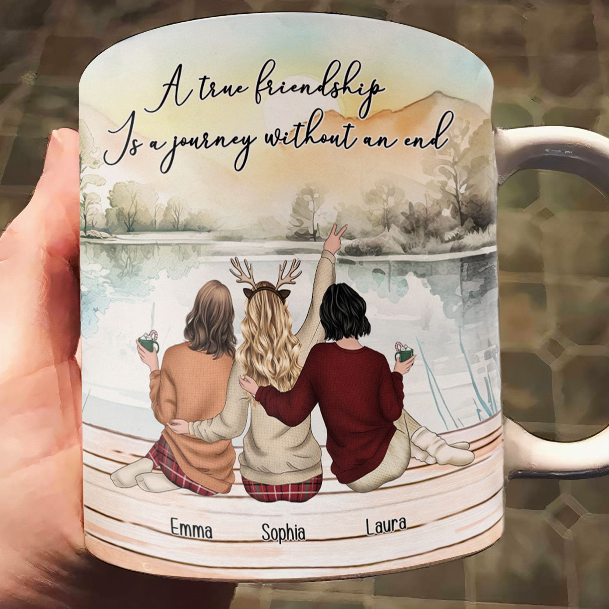 A True Friendship Is A Journey Without An End - Personalized Mug