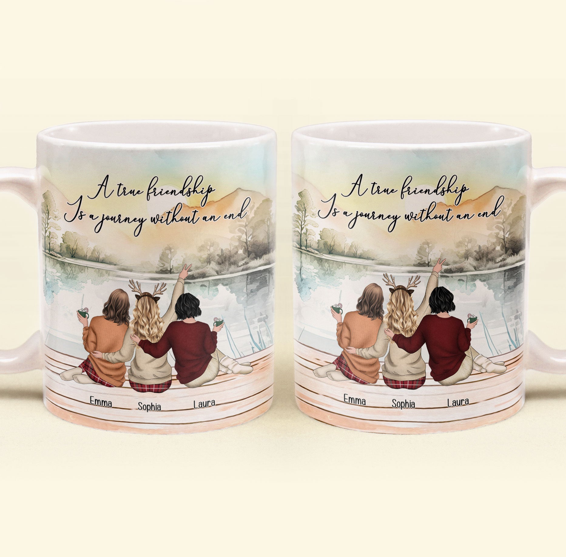 A True Friendship Is A Journey Without An End - Personalized Mug