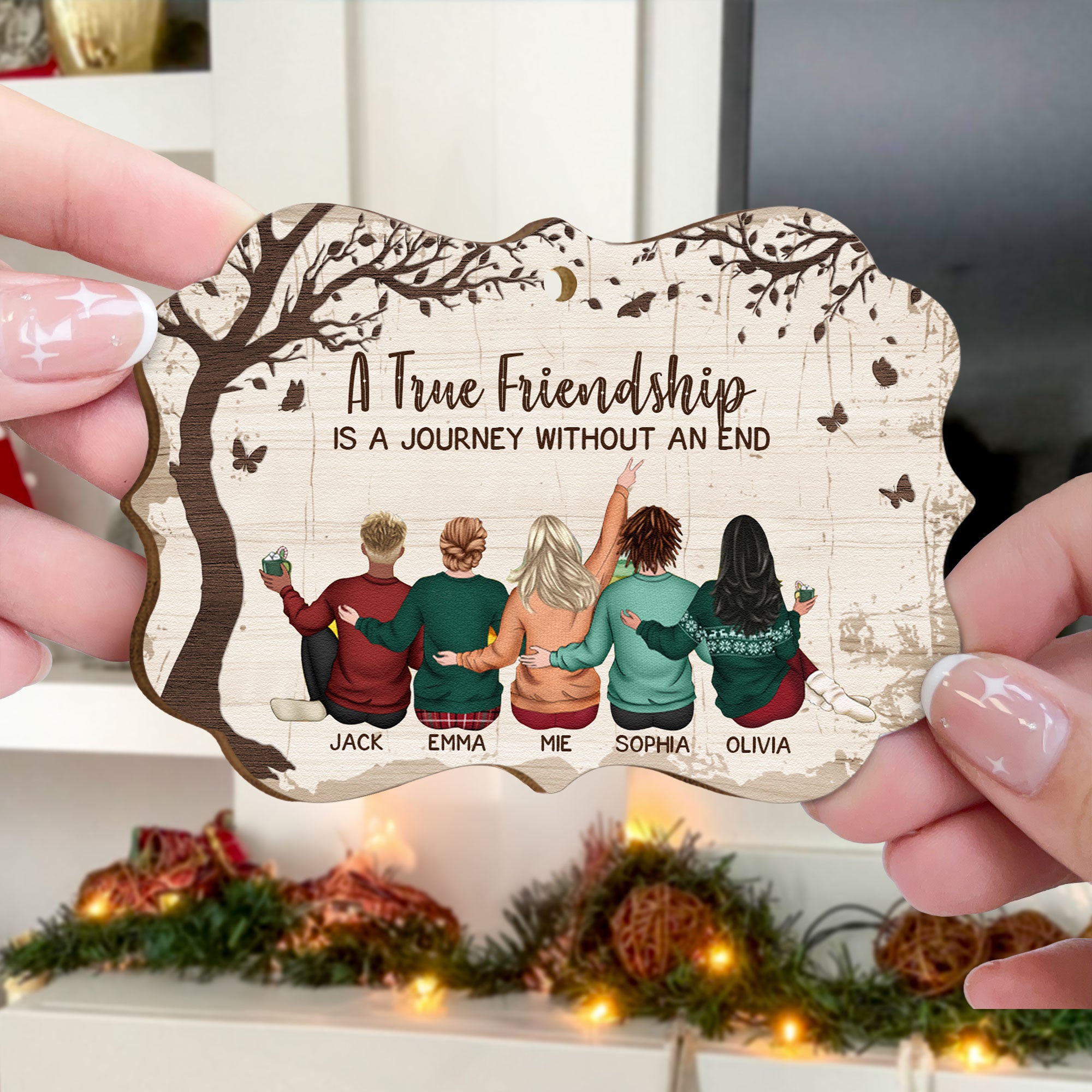 A True Friendship Is A Journey Without An End - Personalized Wooden Ornament