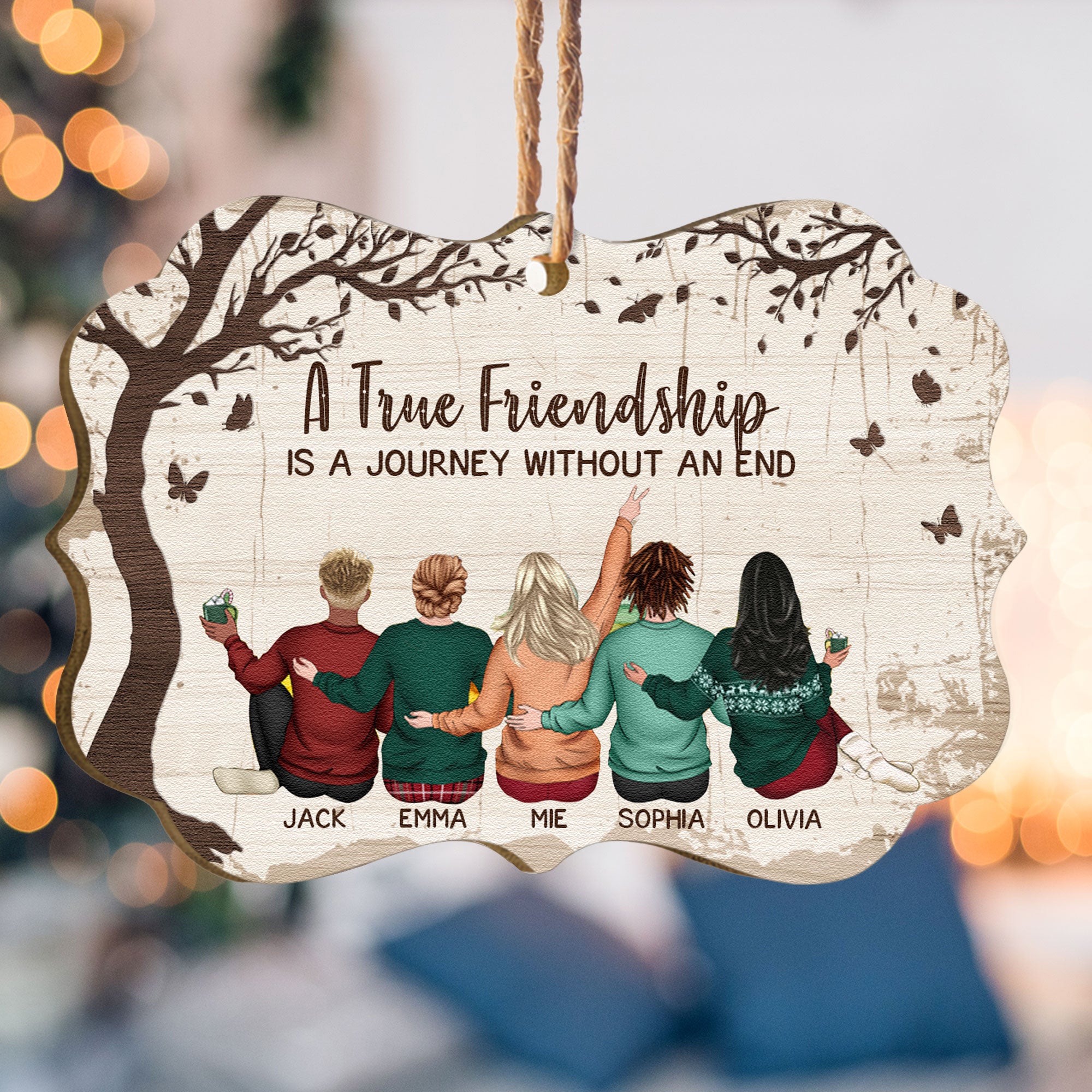 A True Friendship Is A Journey Without An End - Personalized Wooden Ornament