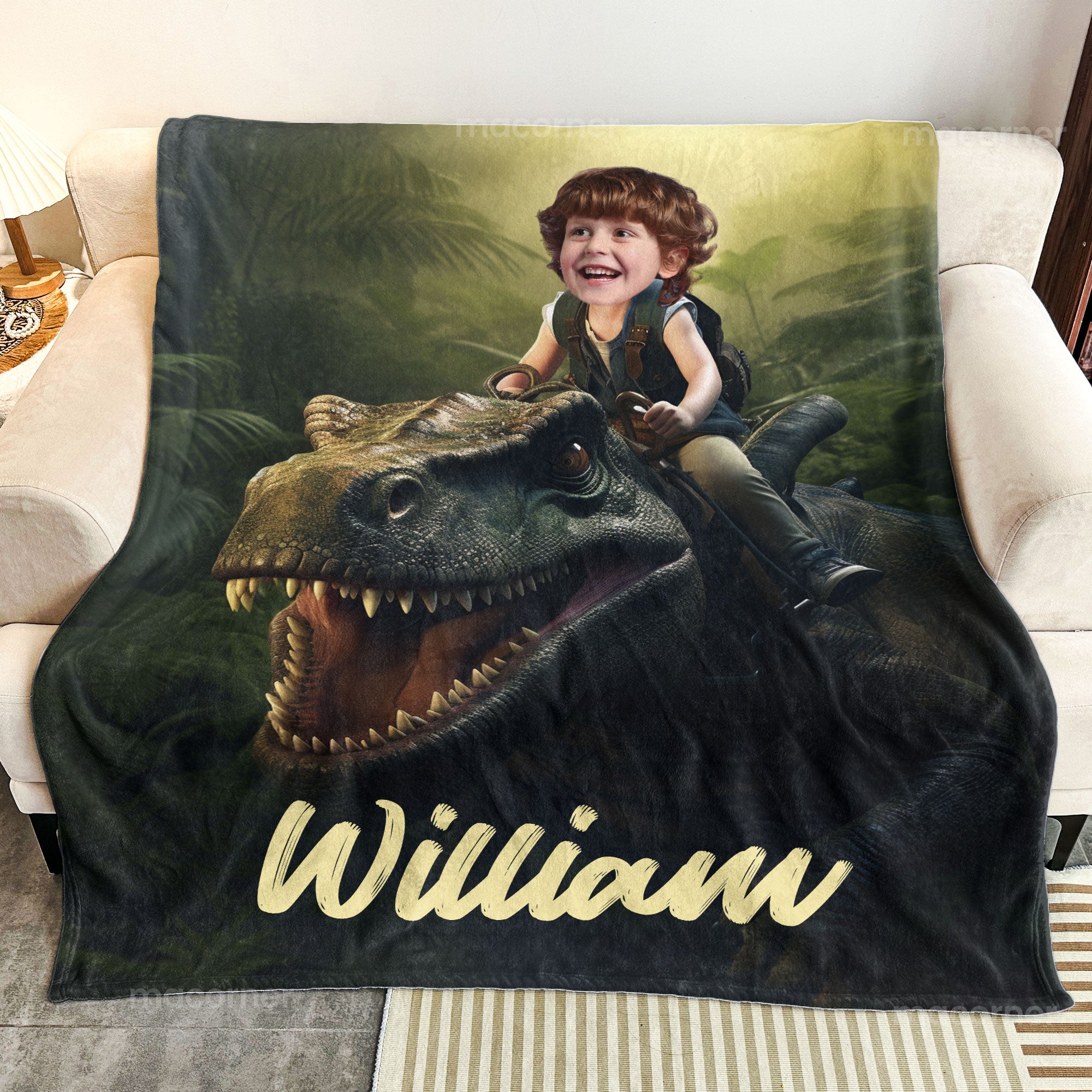 Adventure Boy - Custom Face, Name - Gifts For Sons, Grandsons - Personalized Photo Blanket