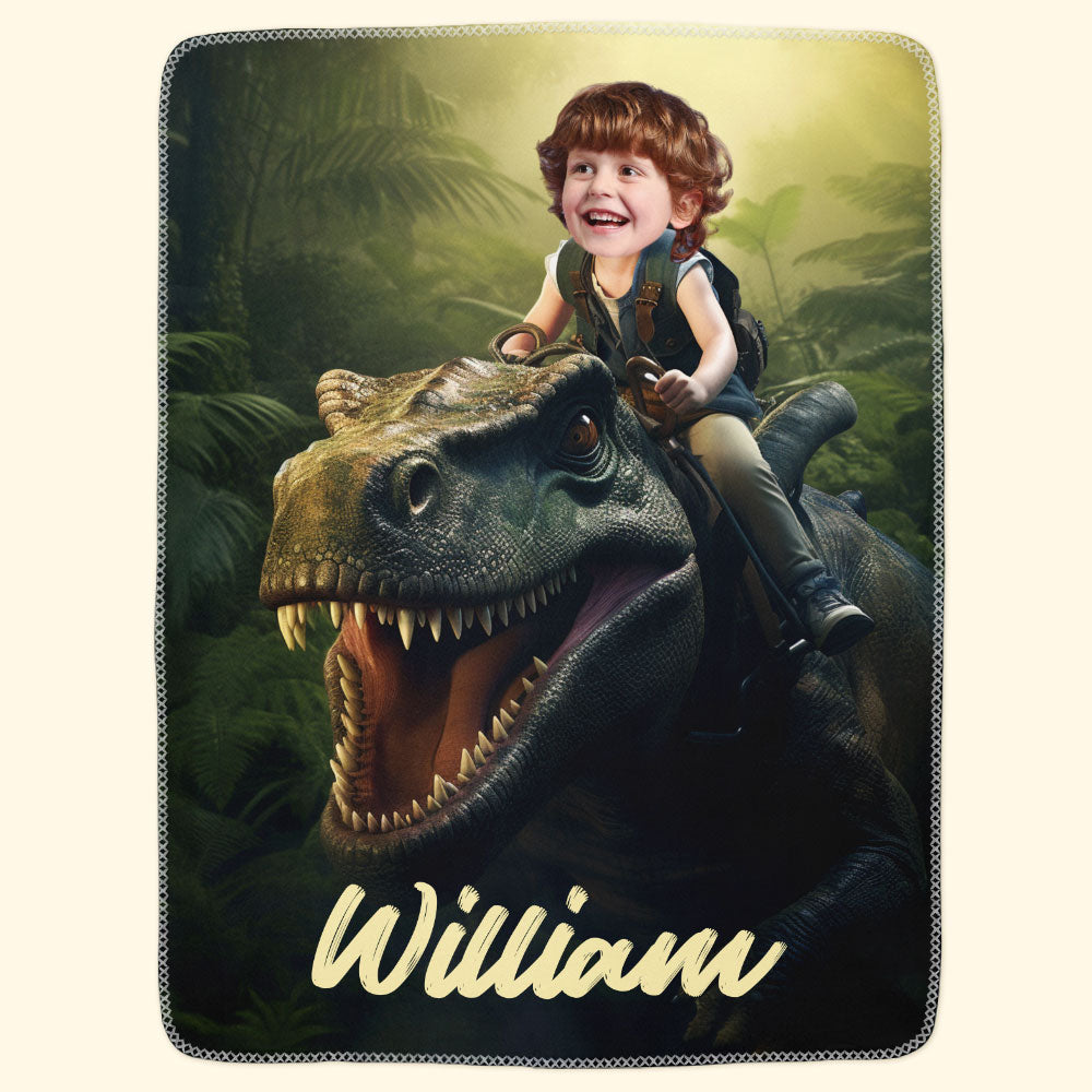 Adventure Boy - Custom Face, Name - Gifts For Sons, Grandsons - Personalized Photo Blanket