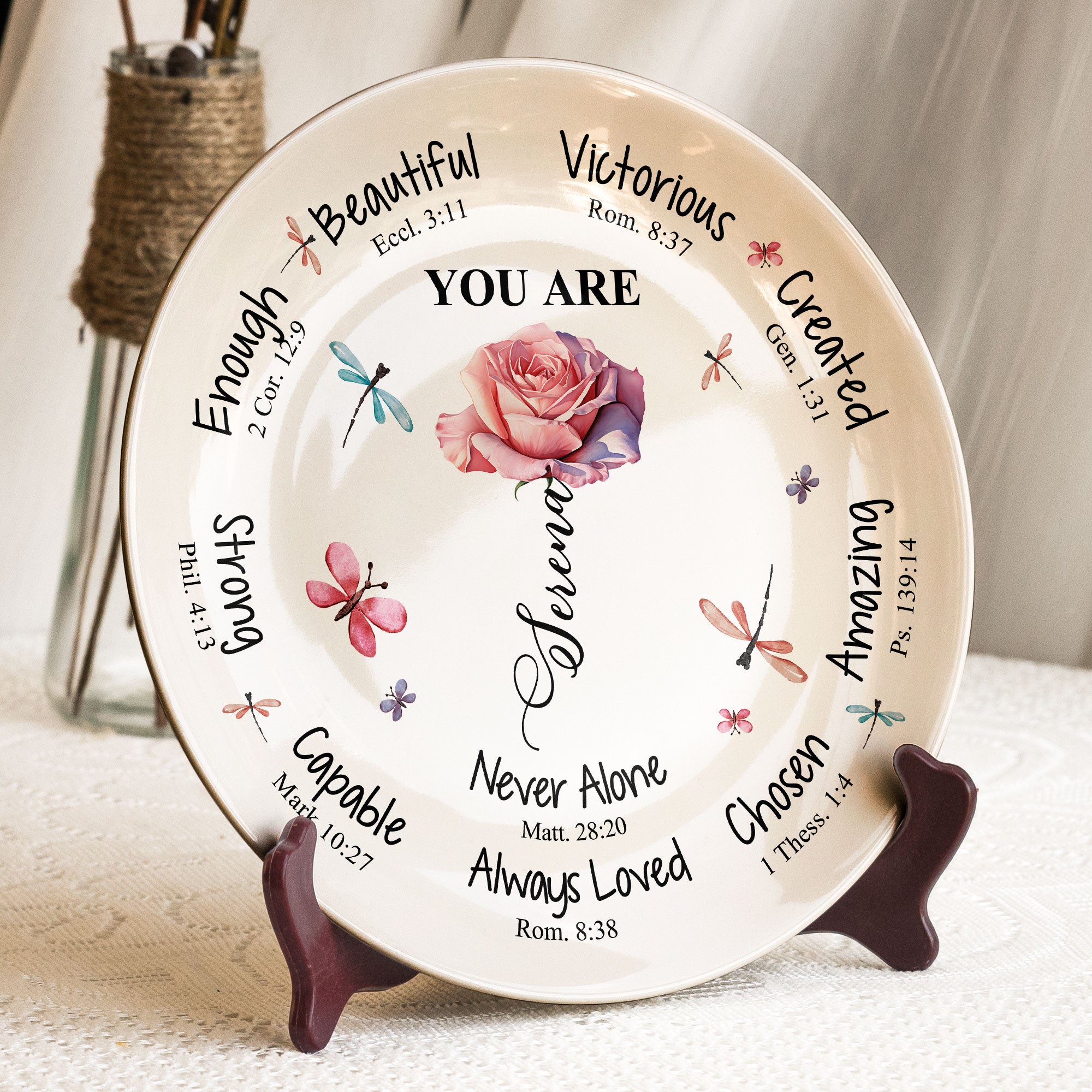 Affirmation Gift God Says You Are Custom Birth Flower - Personalized Ceramic Plate