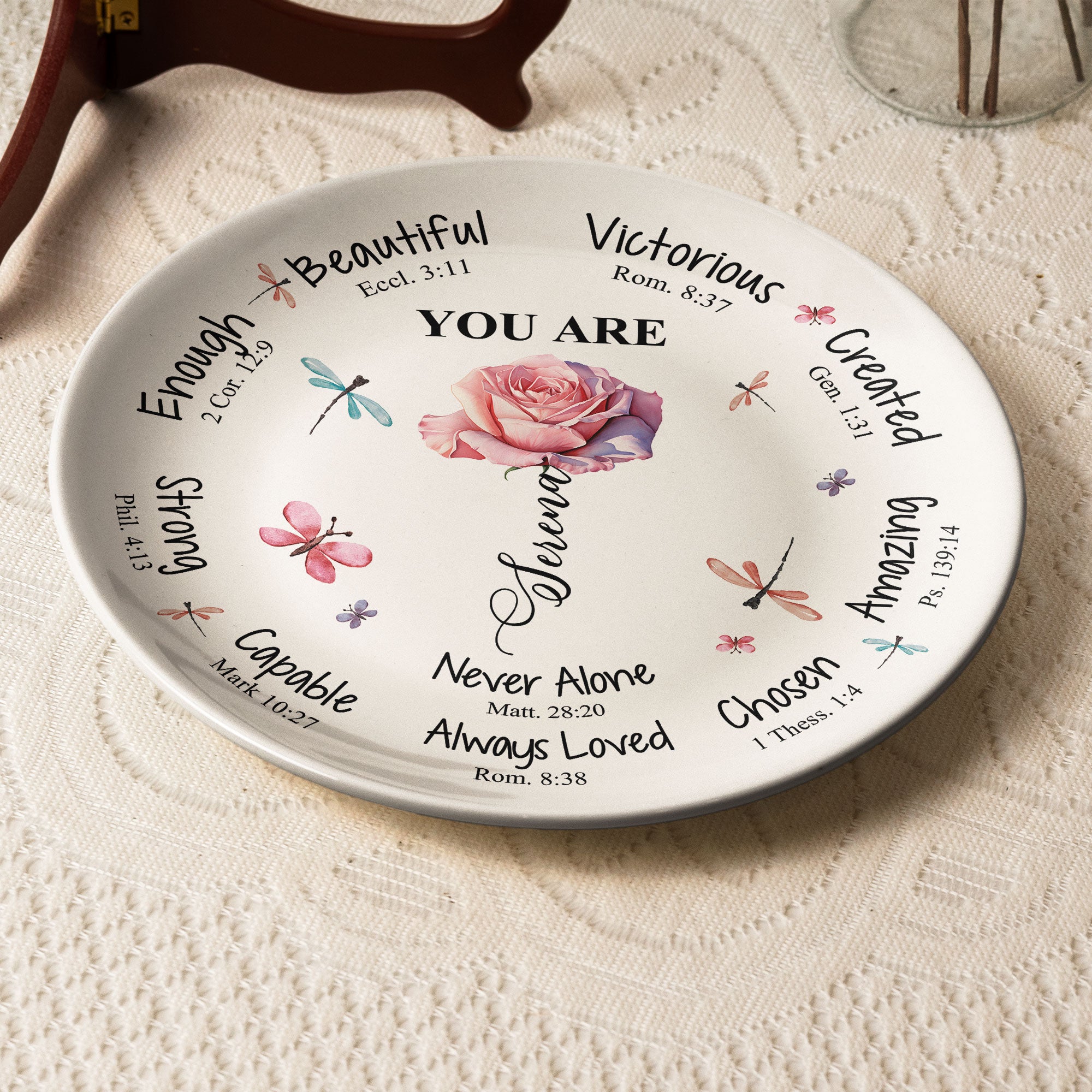 Affirmation Gift God Says You Are Custom Birth Flower - Personalized Ceramic Plate