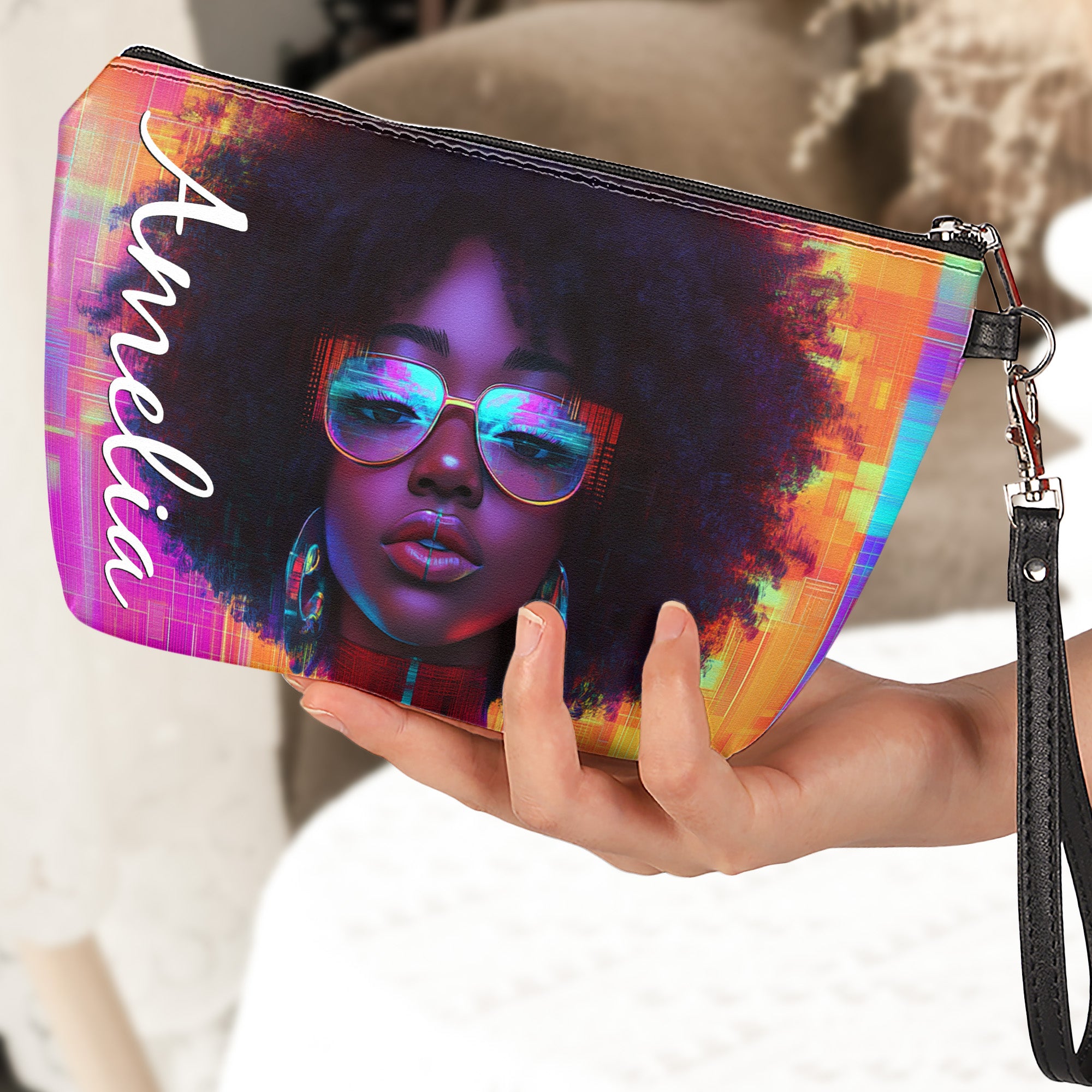 Afrofuturism - Africans American Women - Custom Name - Personalized Cosmetic Bag