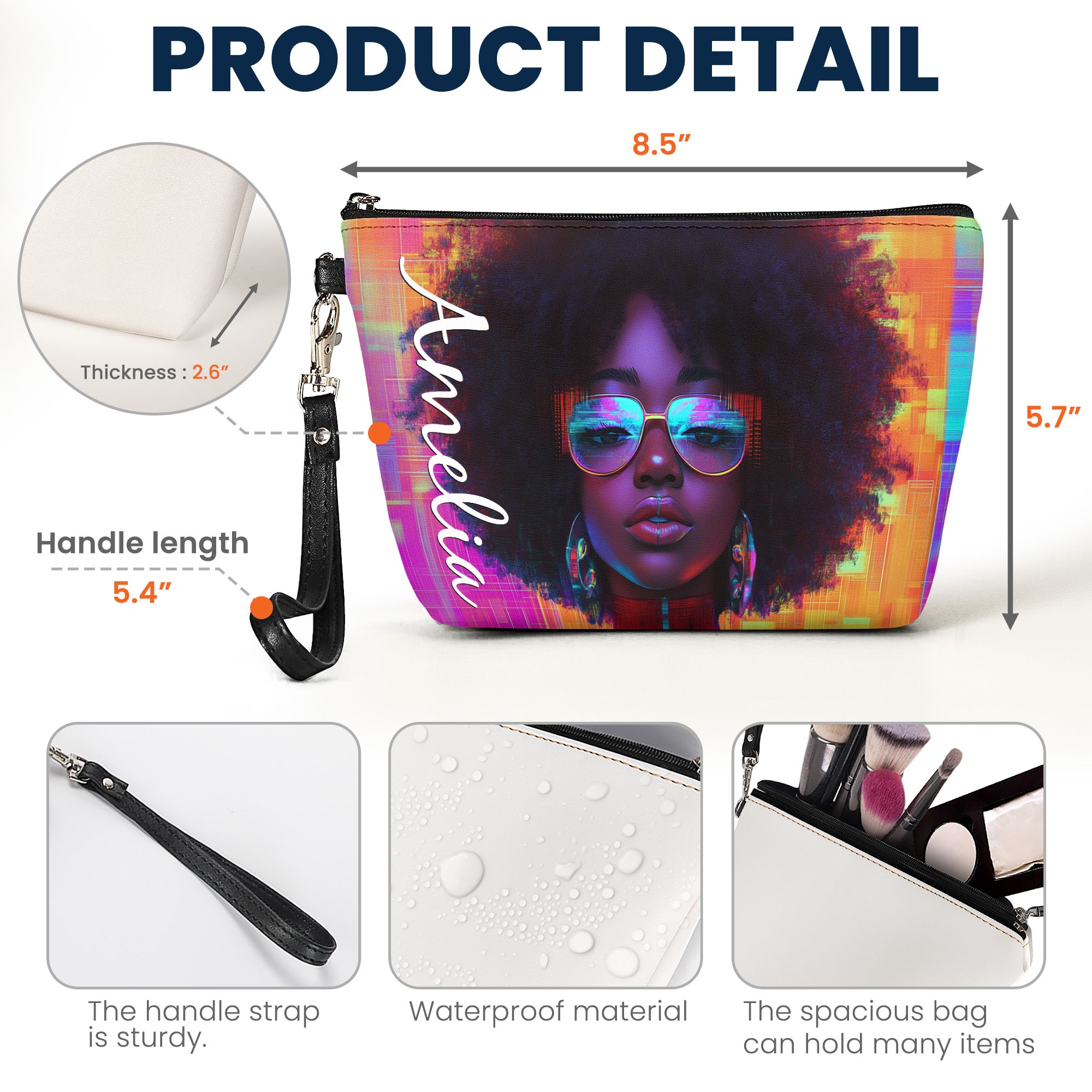 Afrofuturism - Africans American Women - Custom Name - Personalized Cosmetic Bag