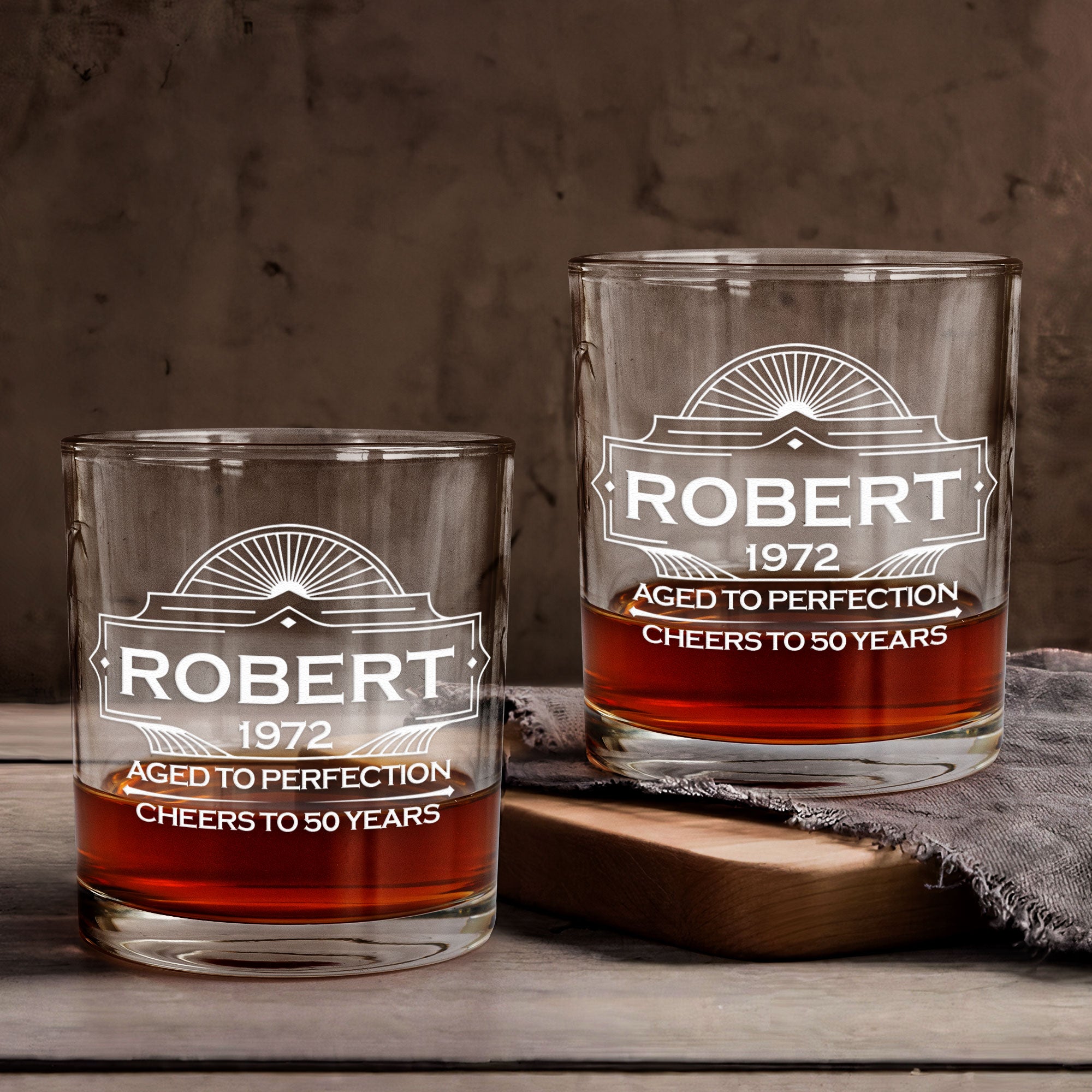 Aged To Perfection Birthday Gift - Personalized Whiskey Glass