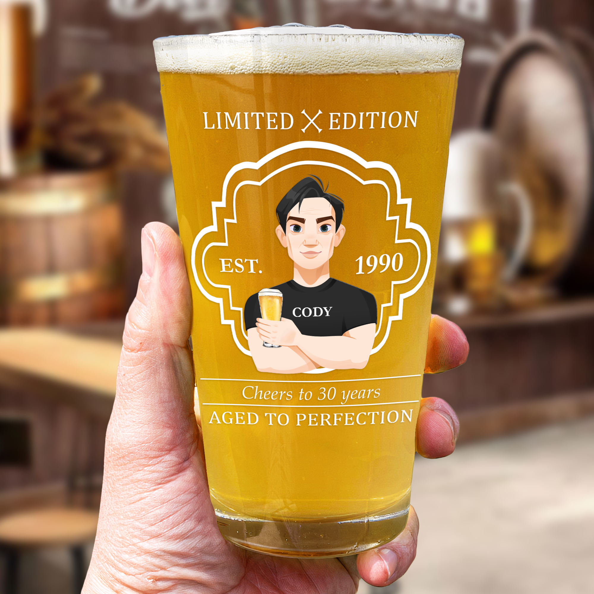 Aged To Perfection - Personalized Beer Glass