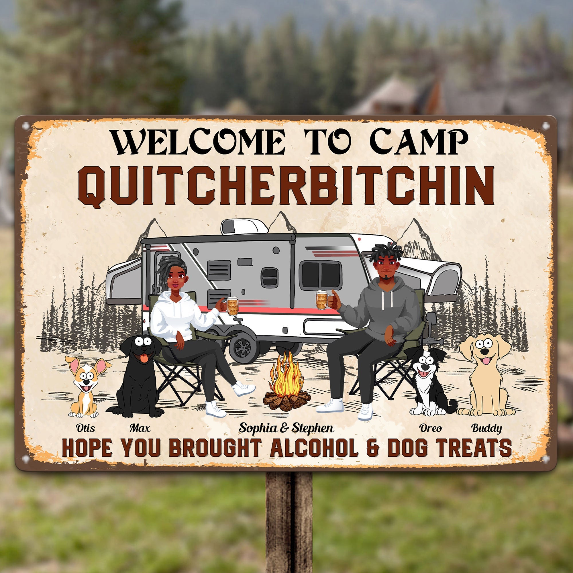 Alcohol And Dog Treats - Personalized Metal Sign