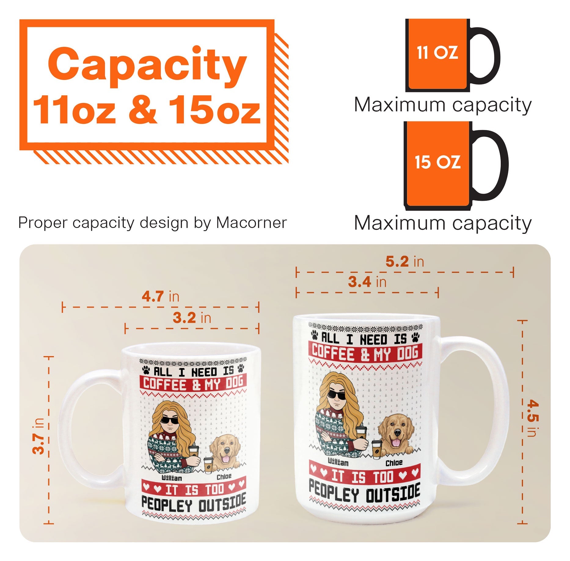 All I Need Is Coffee & My Dog It Is Too Peopley Outside - Personalized Mug