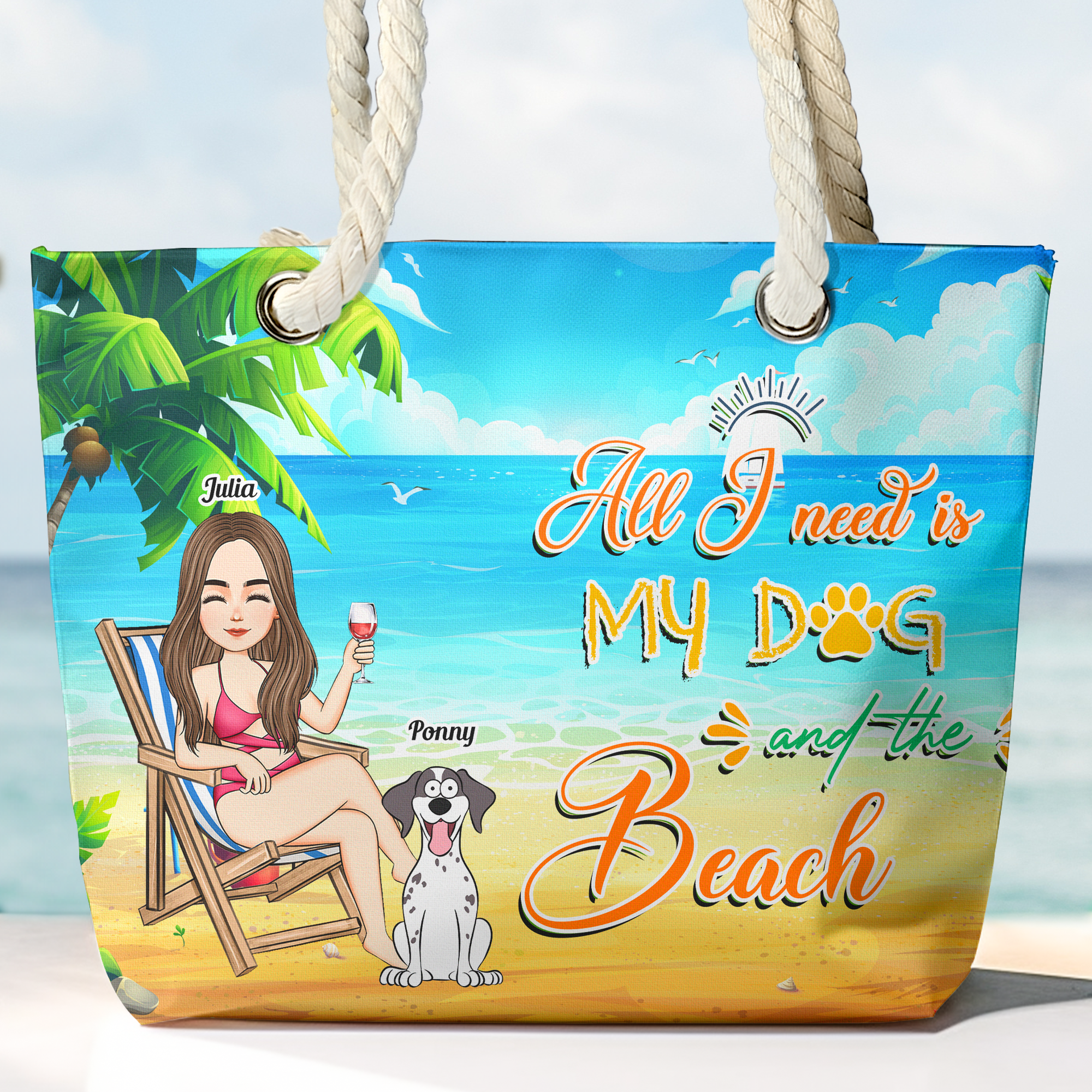 All I Need Is My Dog And The Beach - Personalized Beach Bag