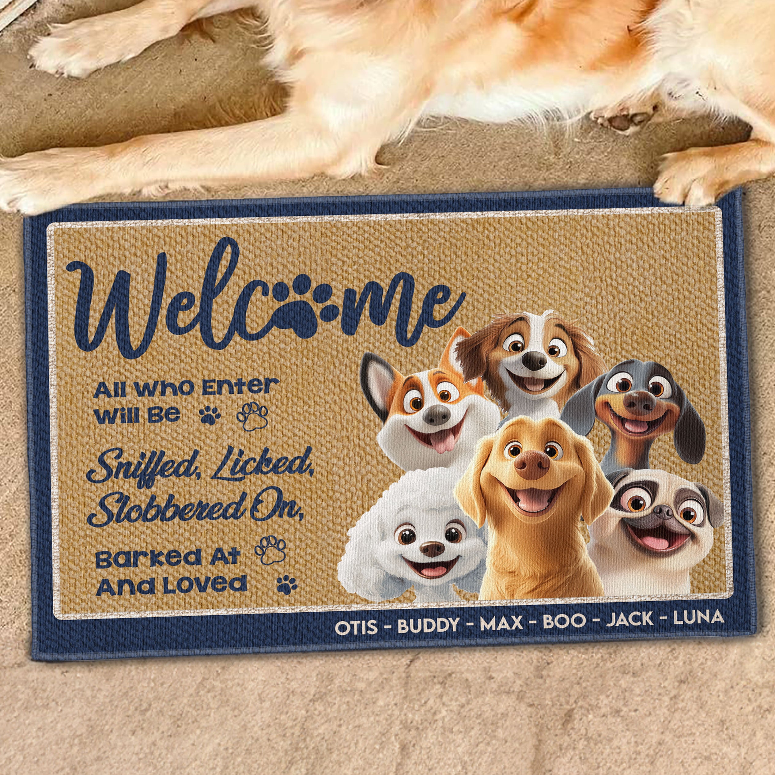 All Who Enter Will Be Sniffed, Licked - Personalized Doormat