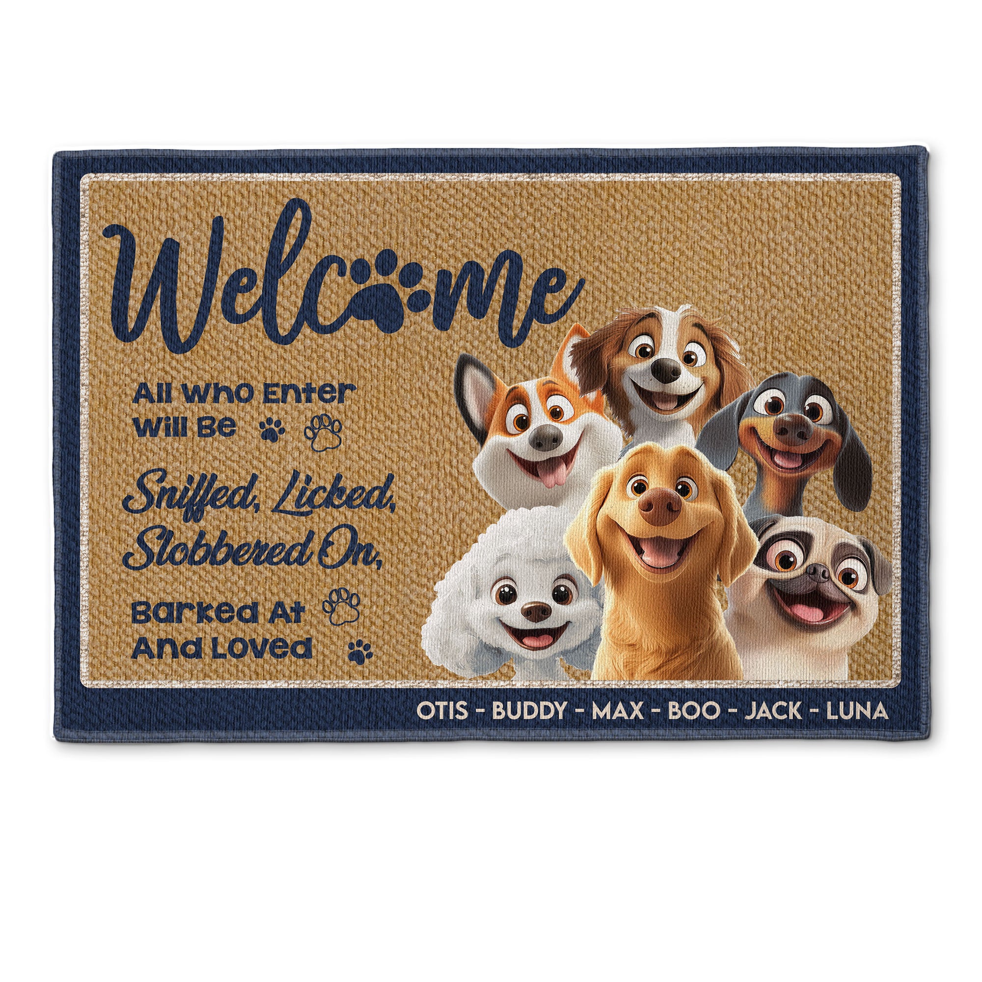 All Who Enter Will Be Sniffed, Licked - Personalized Doormat