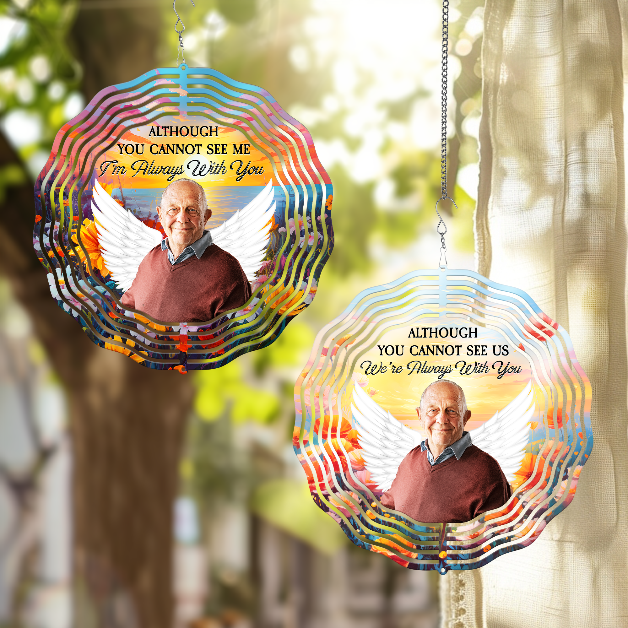 Although You Cannot See Me I'm Always With You - Personalized Photo Wind Spinner