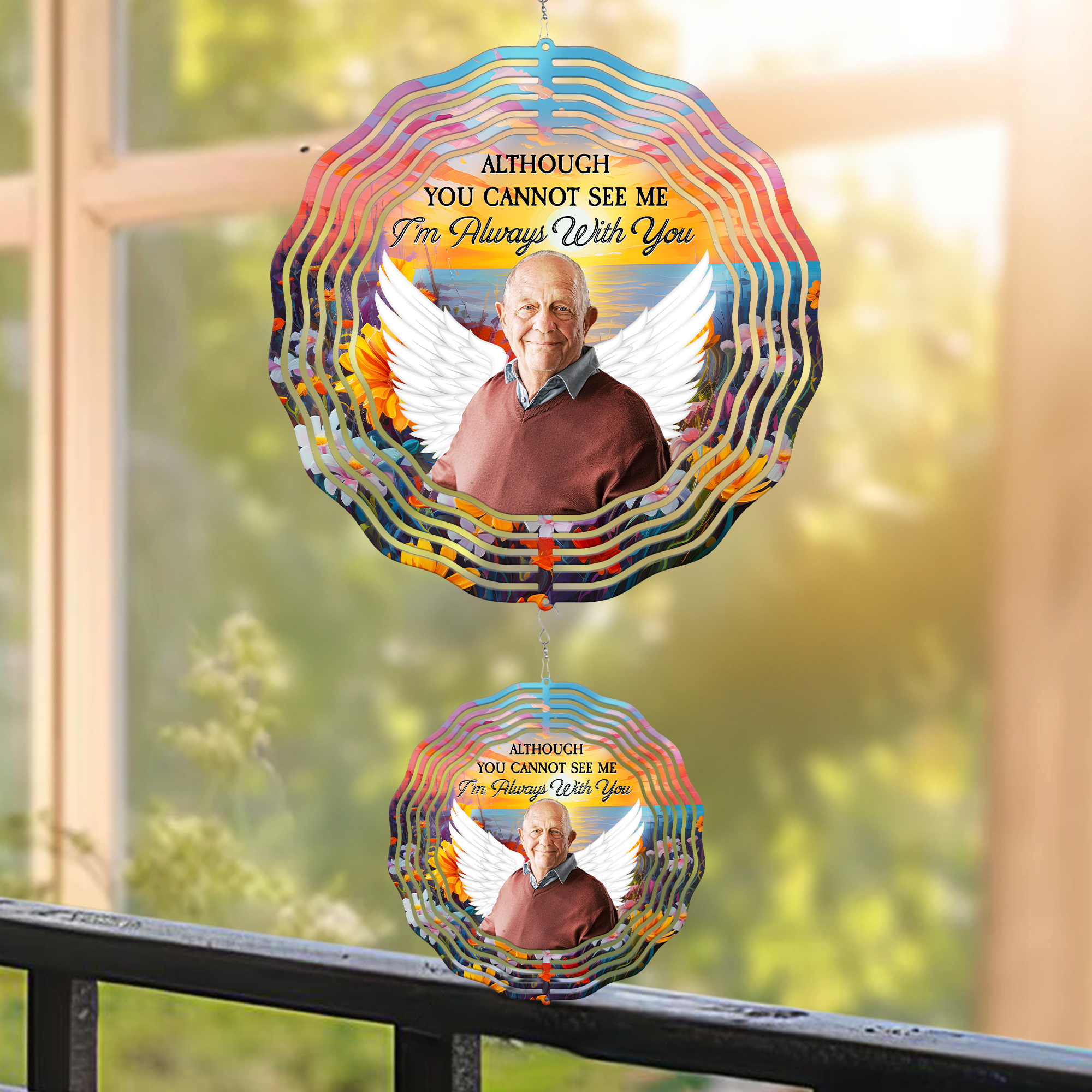 Although You Cannot See Me I'm Always With You - Personalized Photo Wind Spinner