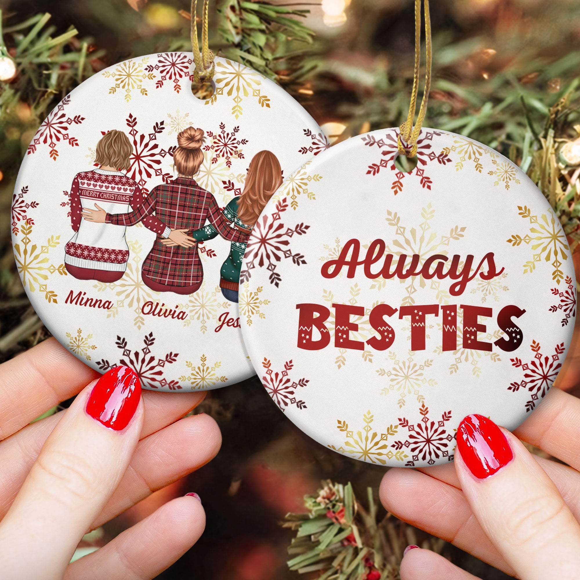 Always Besties Friendship Gifts - Personalized Ceramic Ornament