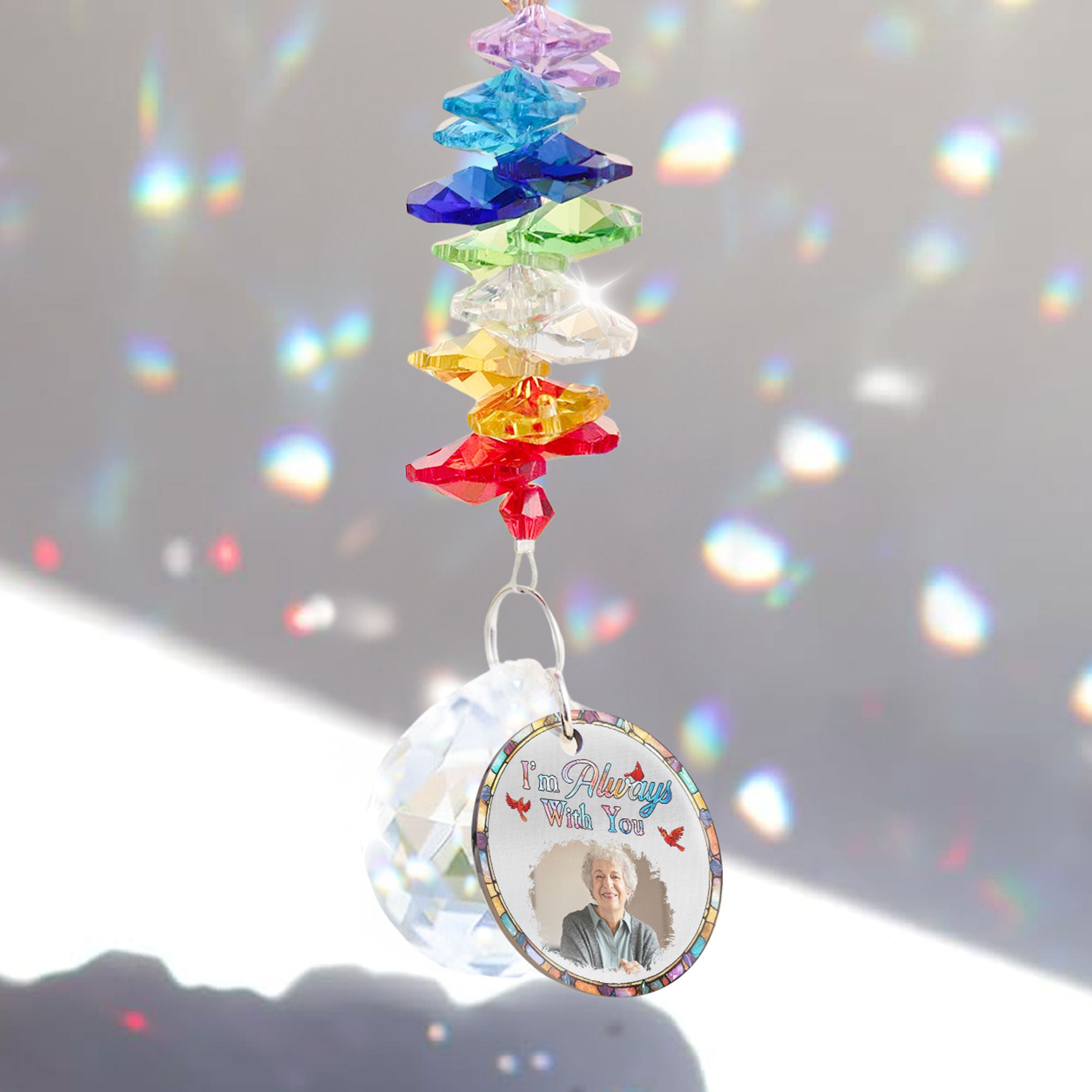 Always Here With You Rainbow - Personalized Photo Ball Prism Suncatcher