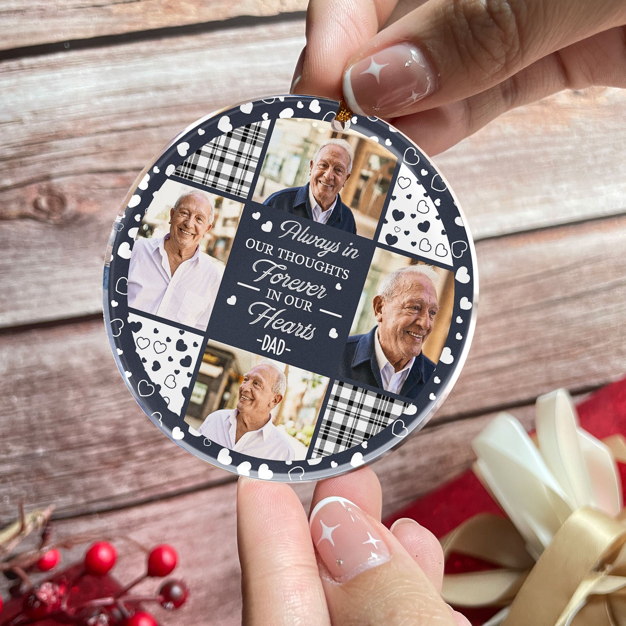 Always In Our Thoughts Forever In Our Hearts - Personalized Acrylic Photo Ornament