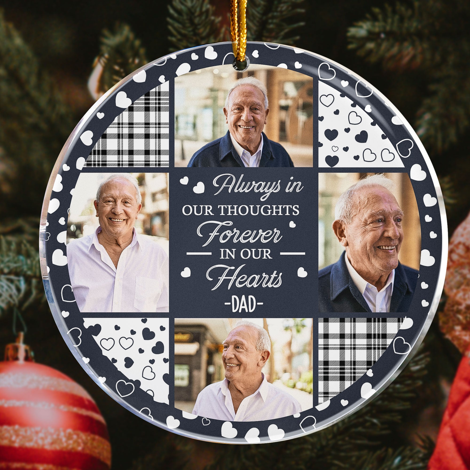 Always In Our Thoughts Forever In Our Hearts - Personalized Acrylic Photo Ornament