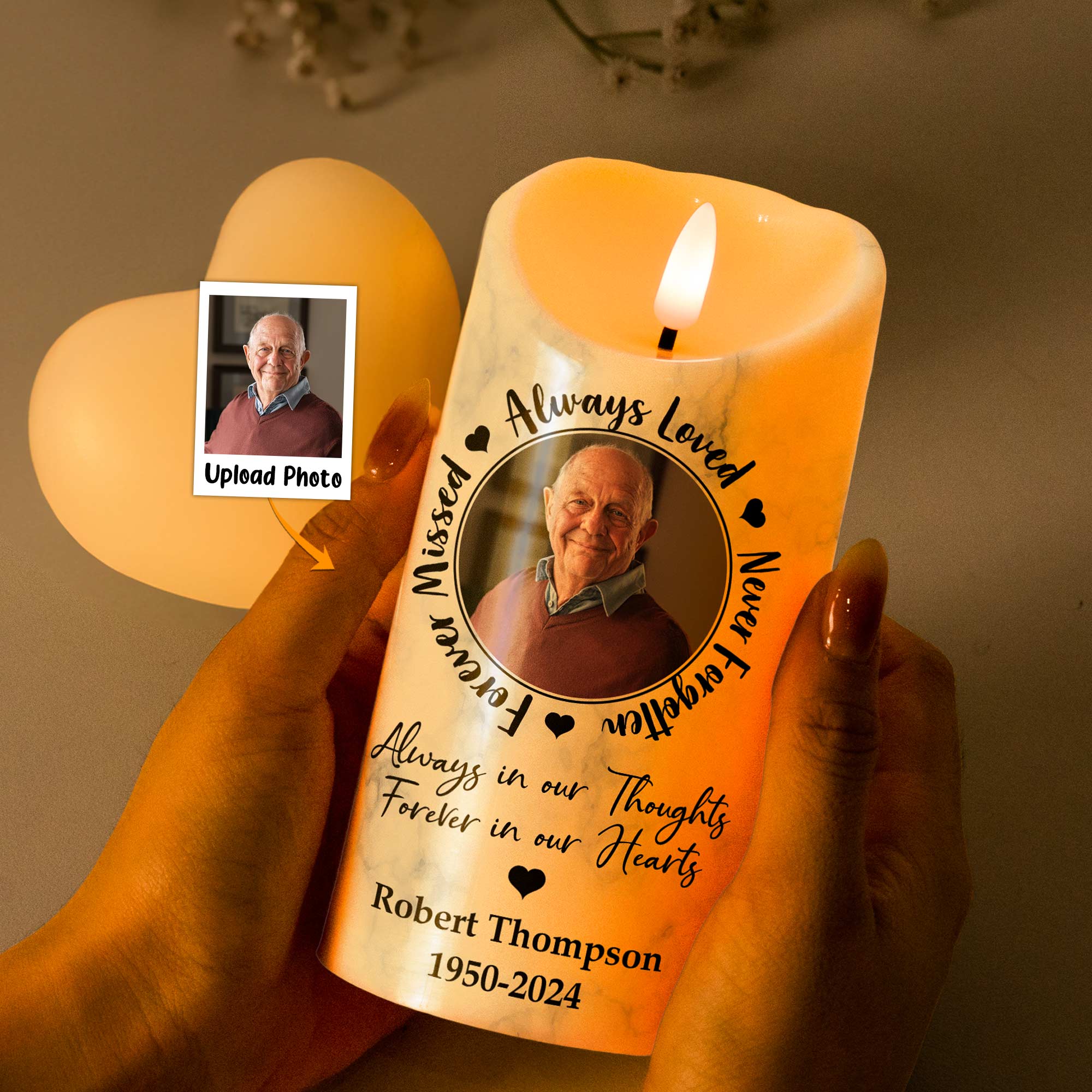 Always Loved, Never Forgotten, Forever Missed - Personalized Photo LED Candle