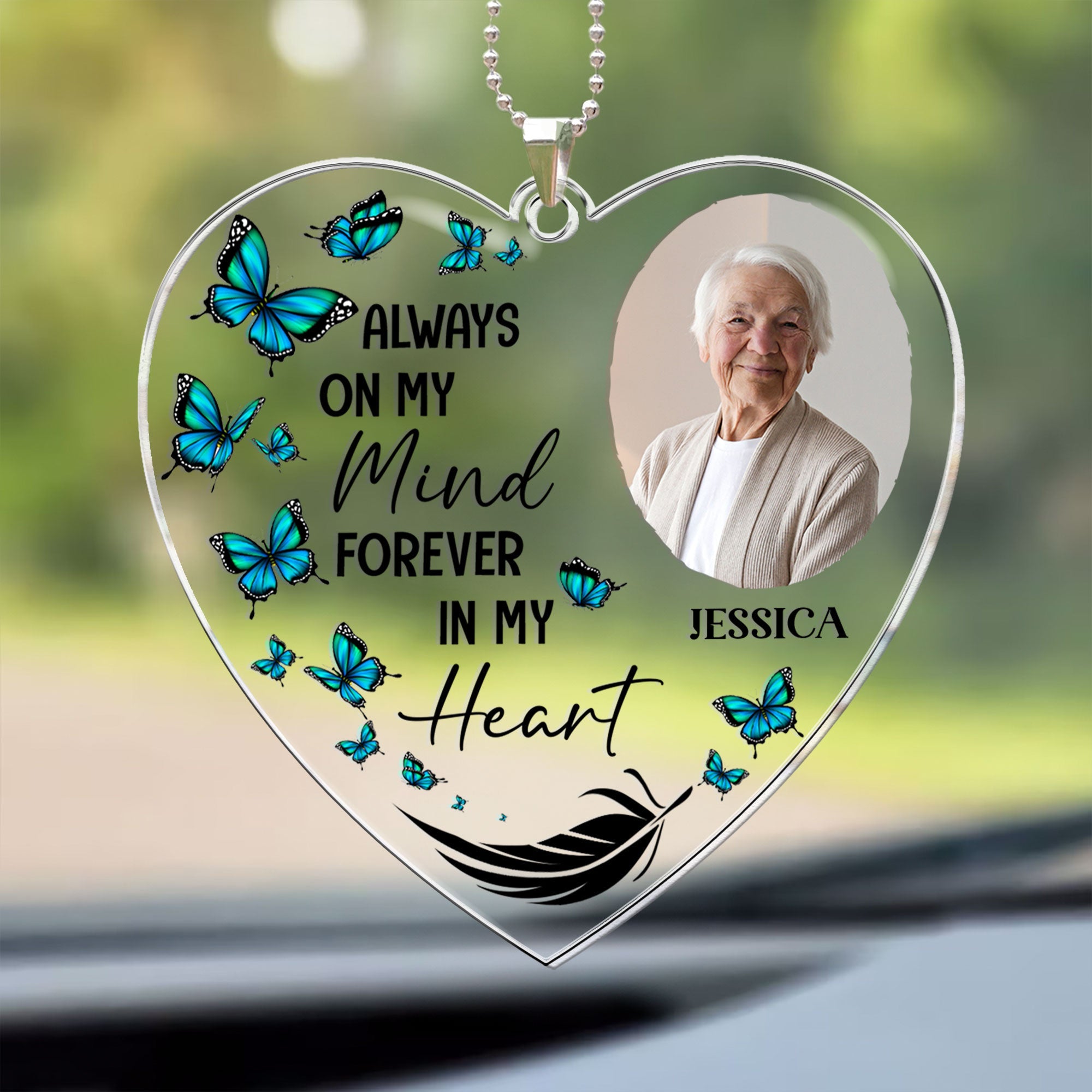 Always On My Mind - Personalized Photo Rear View Mirror Accessory