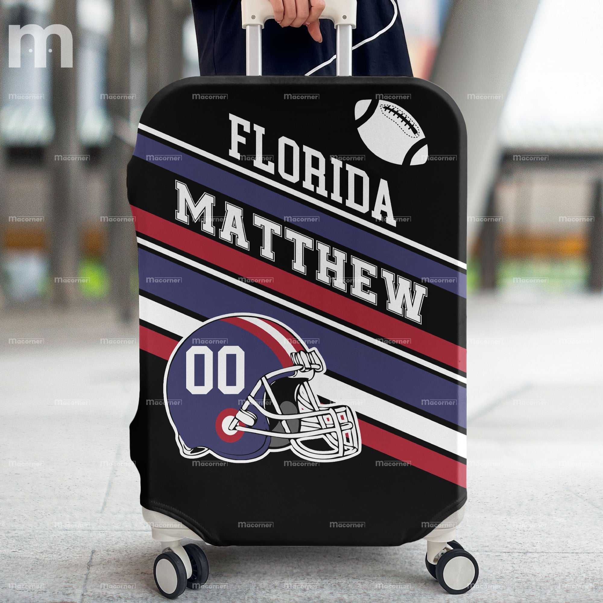 American Football Custom Name And Number - Personalized Luggage Cover