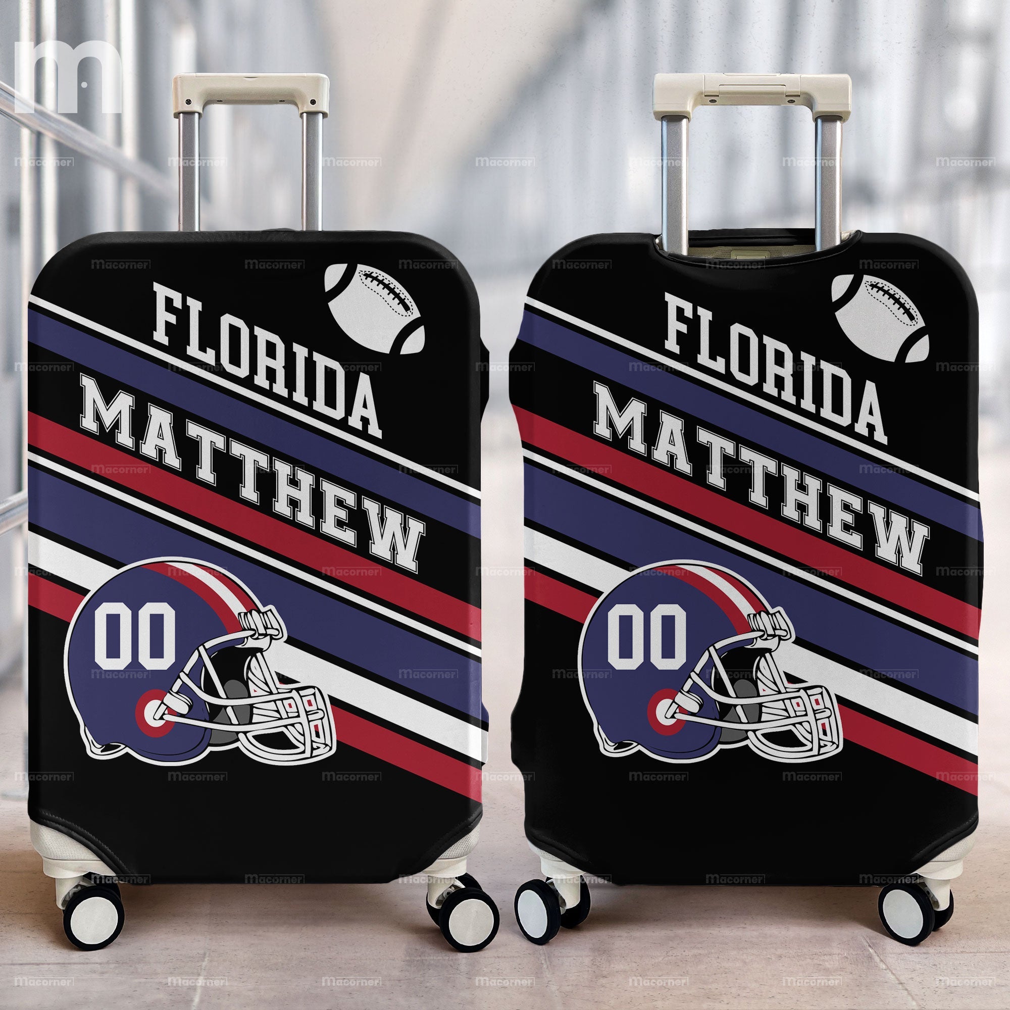 American Football Custom Name And Number - Personalized Luggage Cover