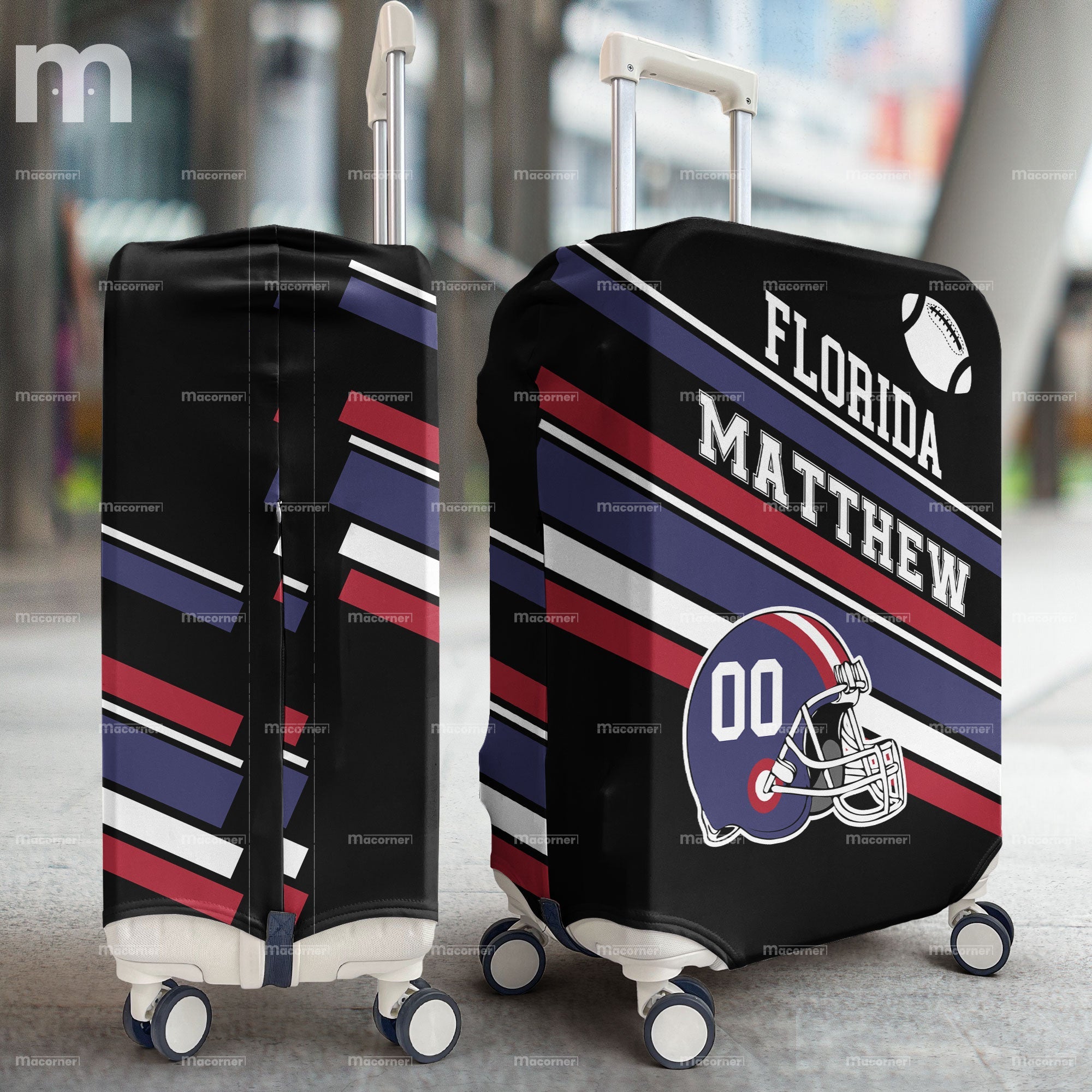 American Football Custom Name And Number - Personalized Luggage Cover