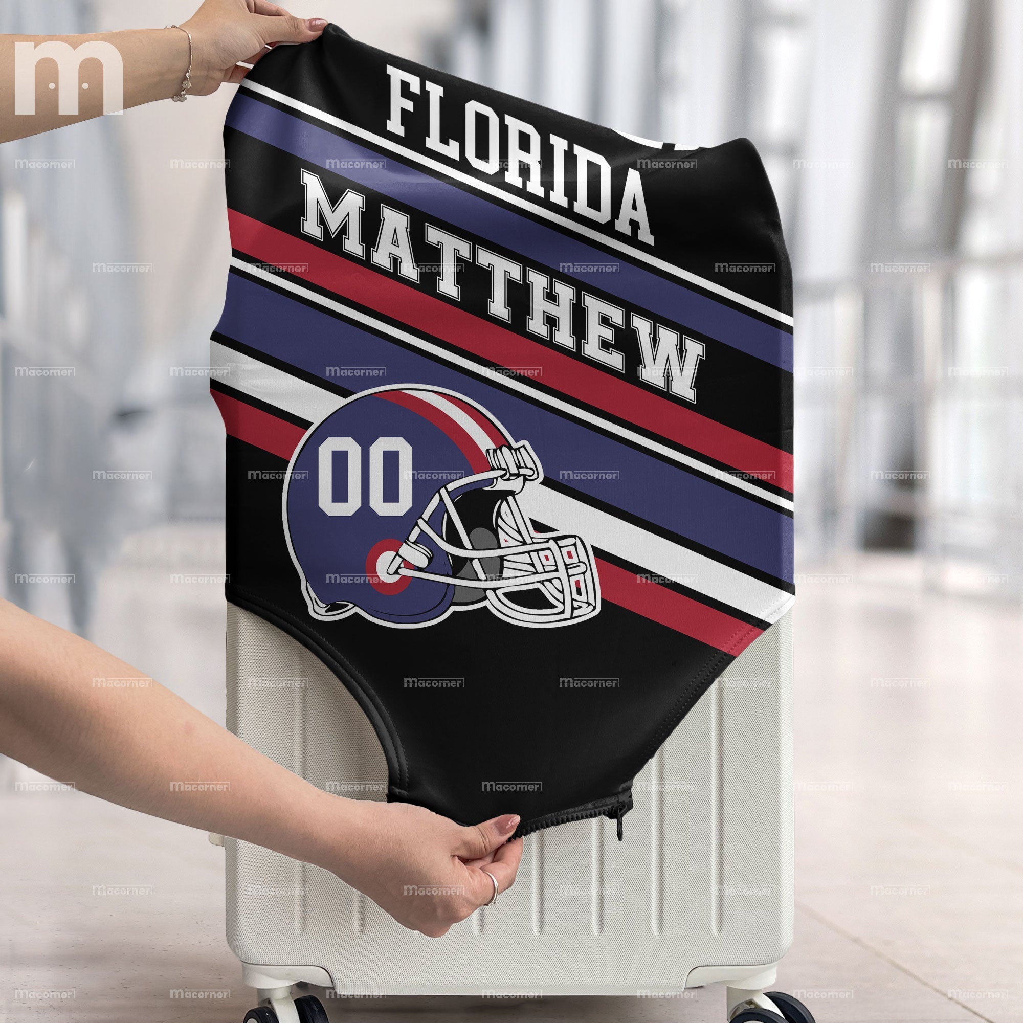 American Football Custom Name And Number - Personalized Luggage Cover