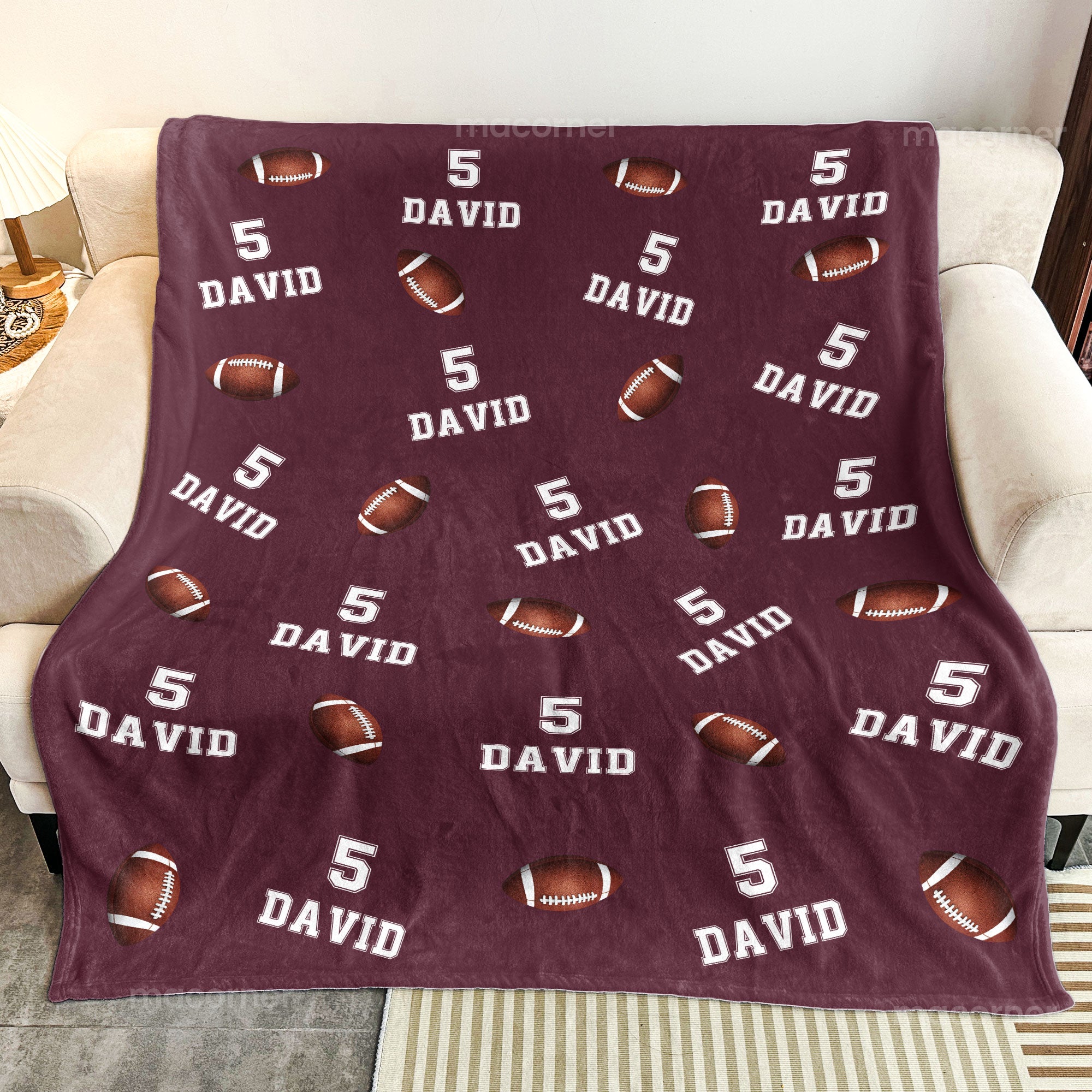 American Football Custom Name, Number - Personalized Blanket