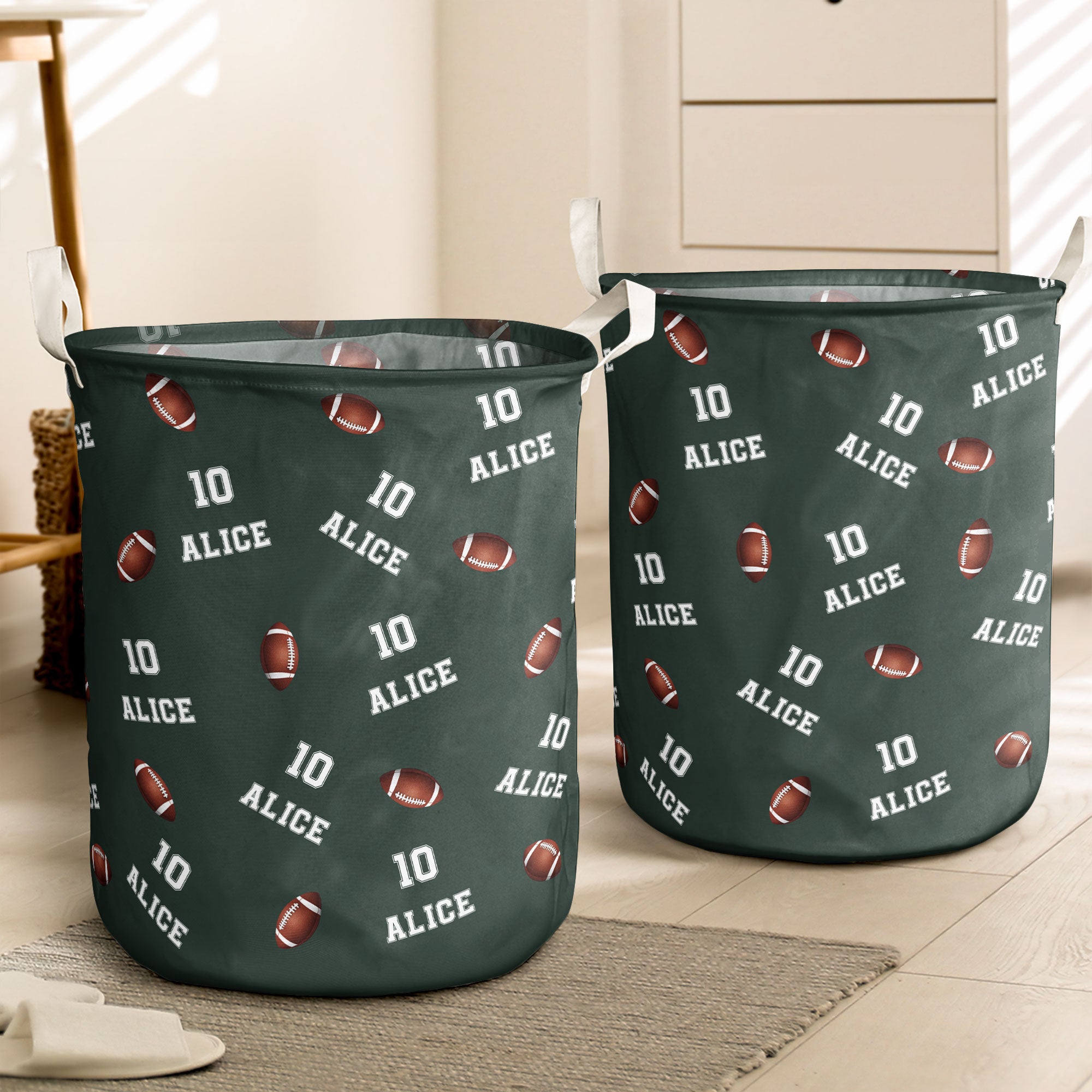 American Football Custom Name, Number - Personalized Laundry Storage Basket