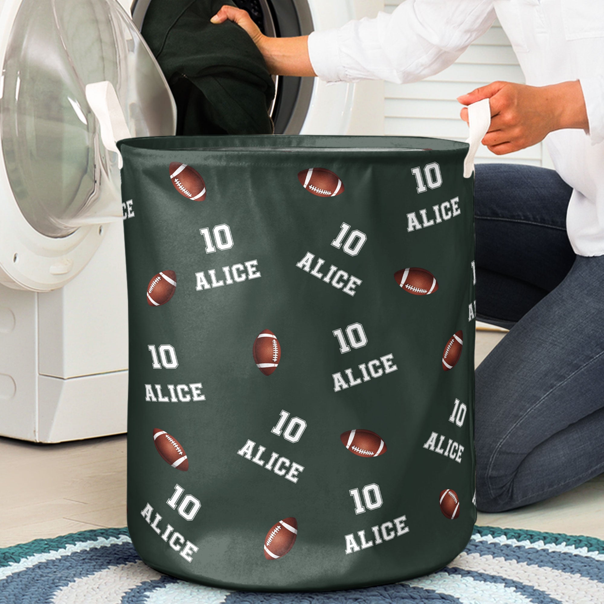 American Football Custom Name, Number - Personalized Laundry Storage Basket