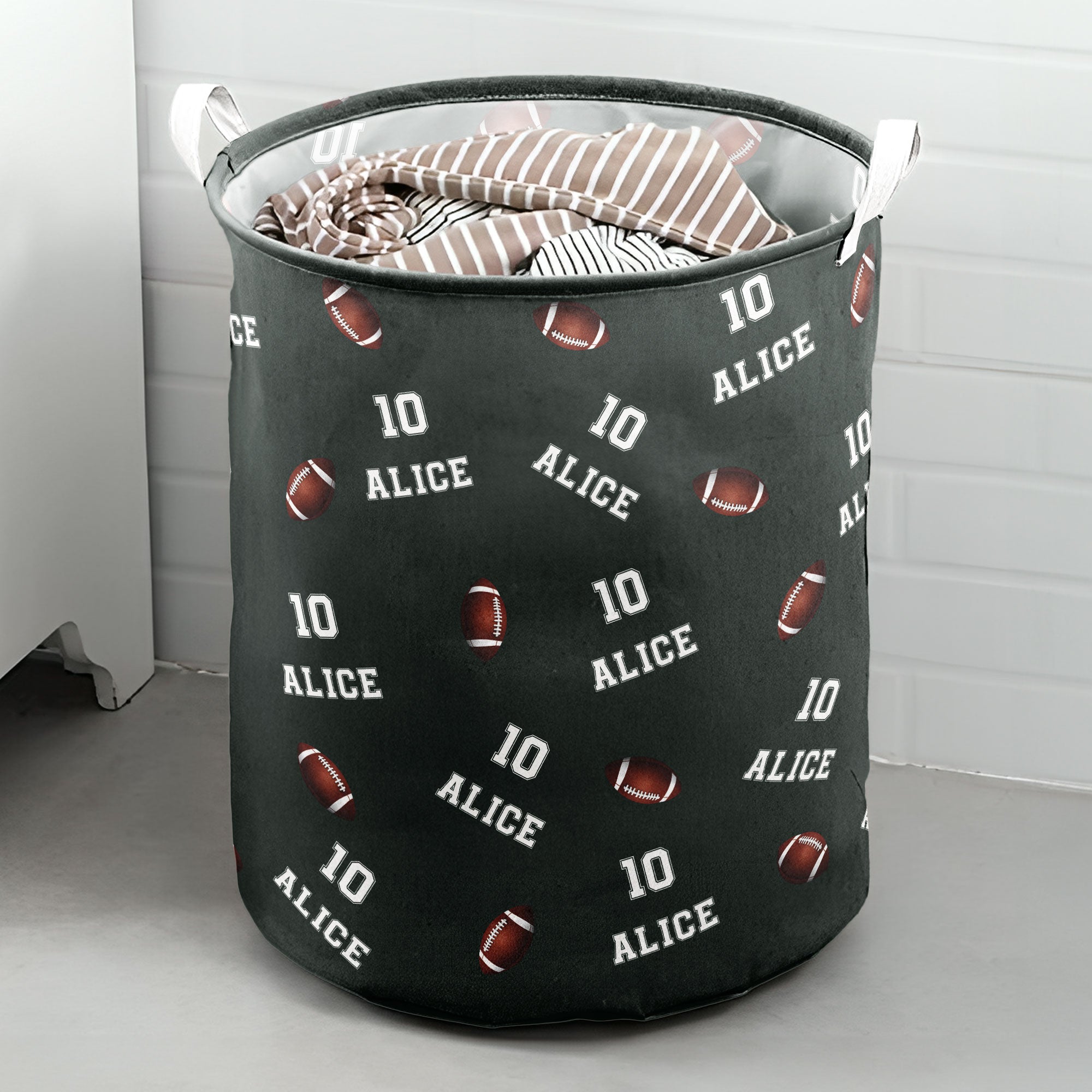 American Football Custom Name, Number - Personalized Laundry Storage Basket