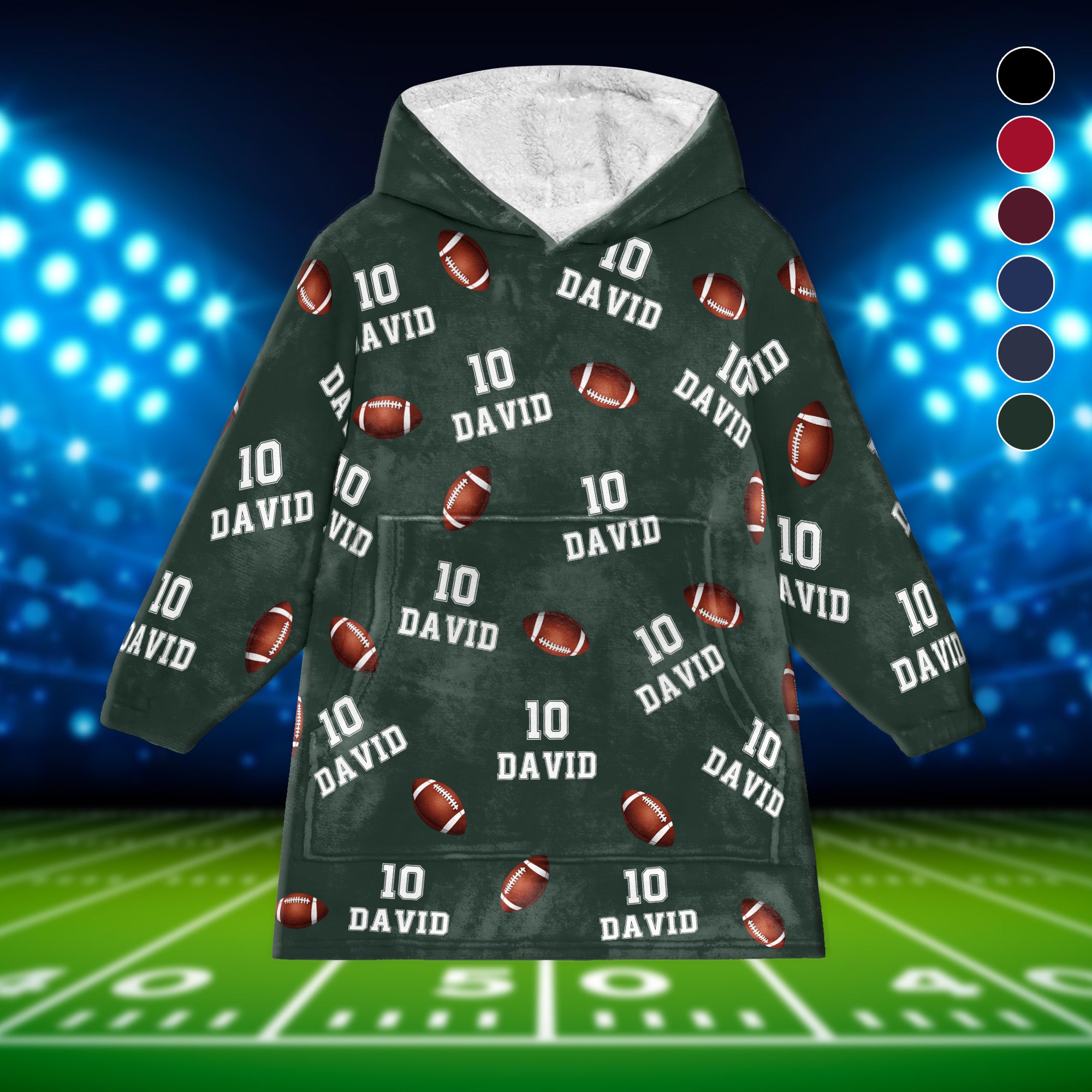 American Football  Custom Name, Number - Personalized Oversized Blanket Hoodie