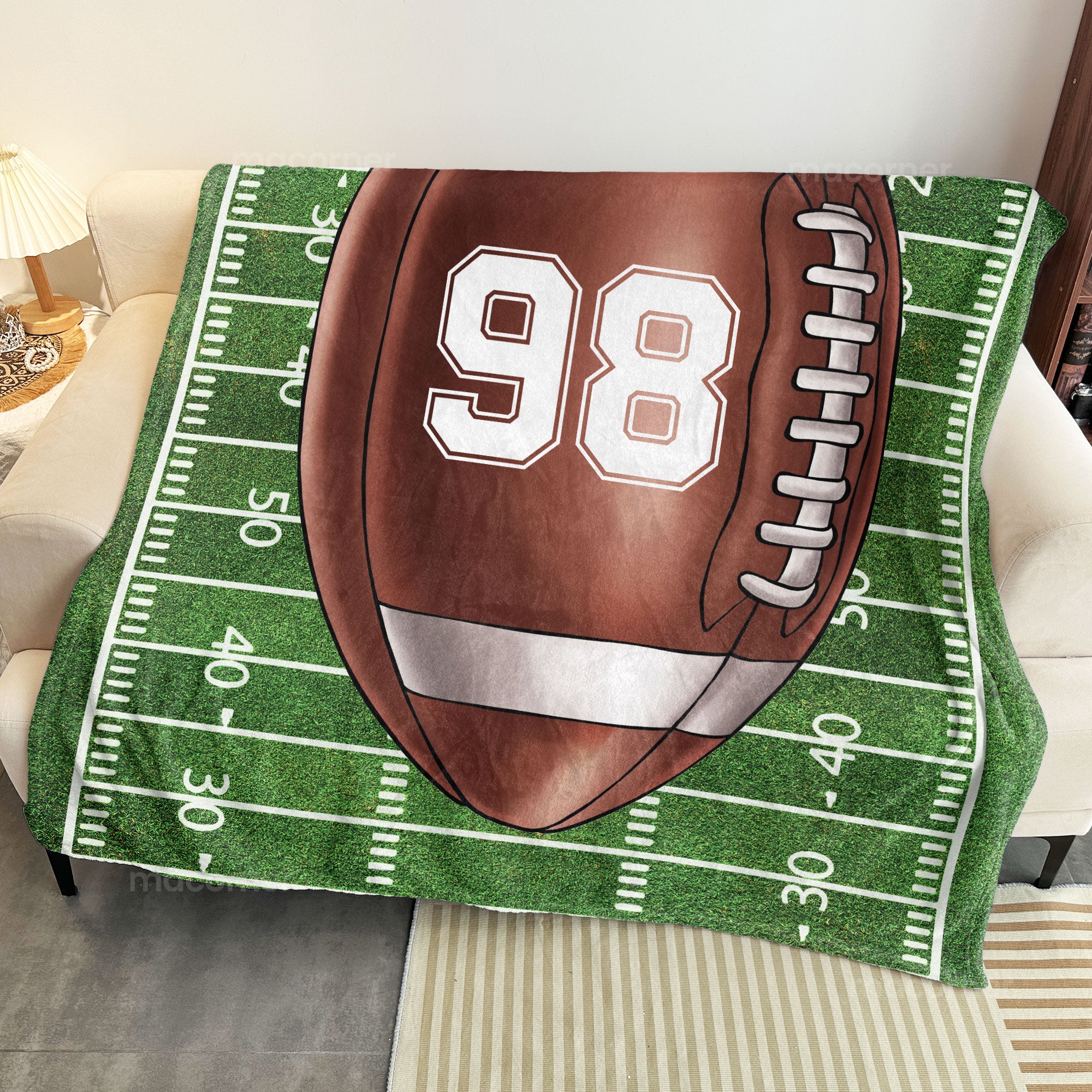 American Football Field Custom Name - Personalized Blanket