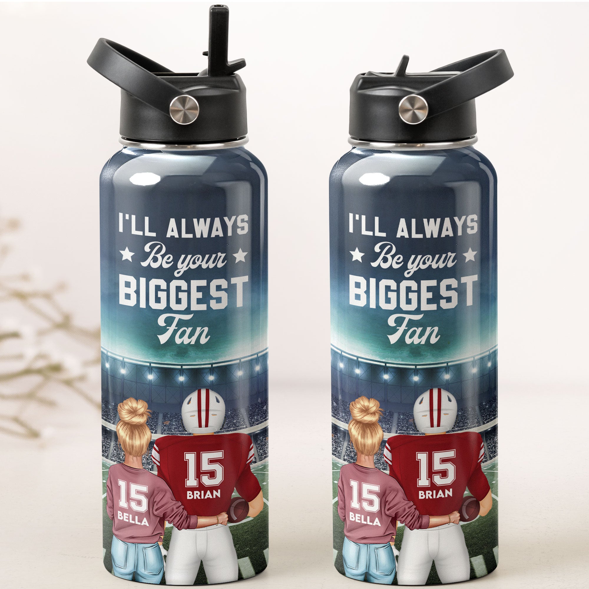 American Football Your Biggest Fan - Personalized Stainless Steel Water Bottle