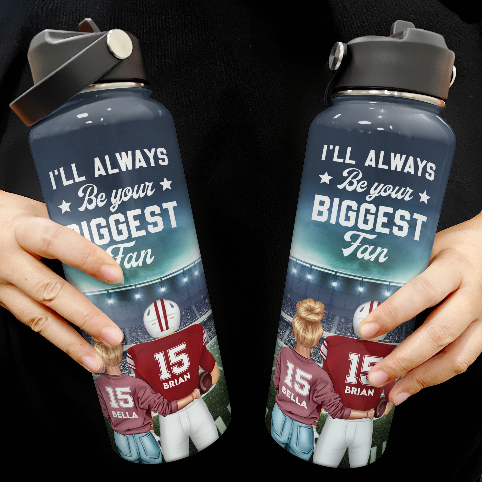 American Football Your Biggest Fan - Personalized Stainless Steel Water Bottle