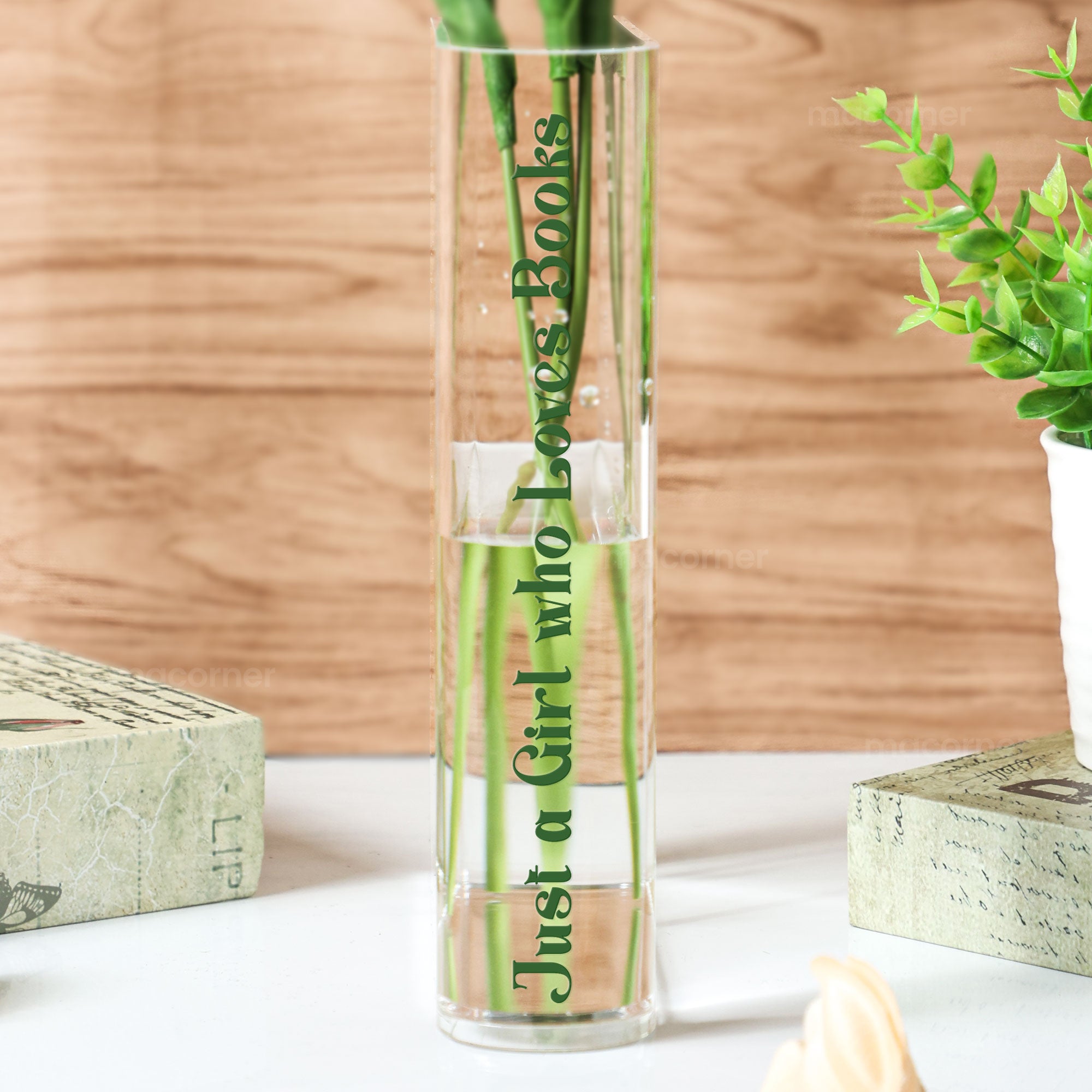 And Into The Books - Personalized Acrylic Book Vase