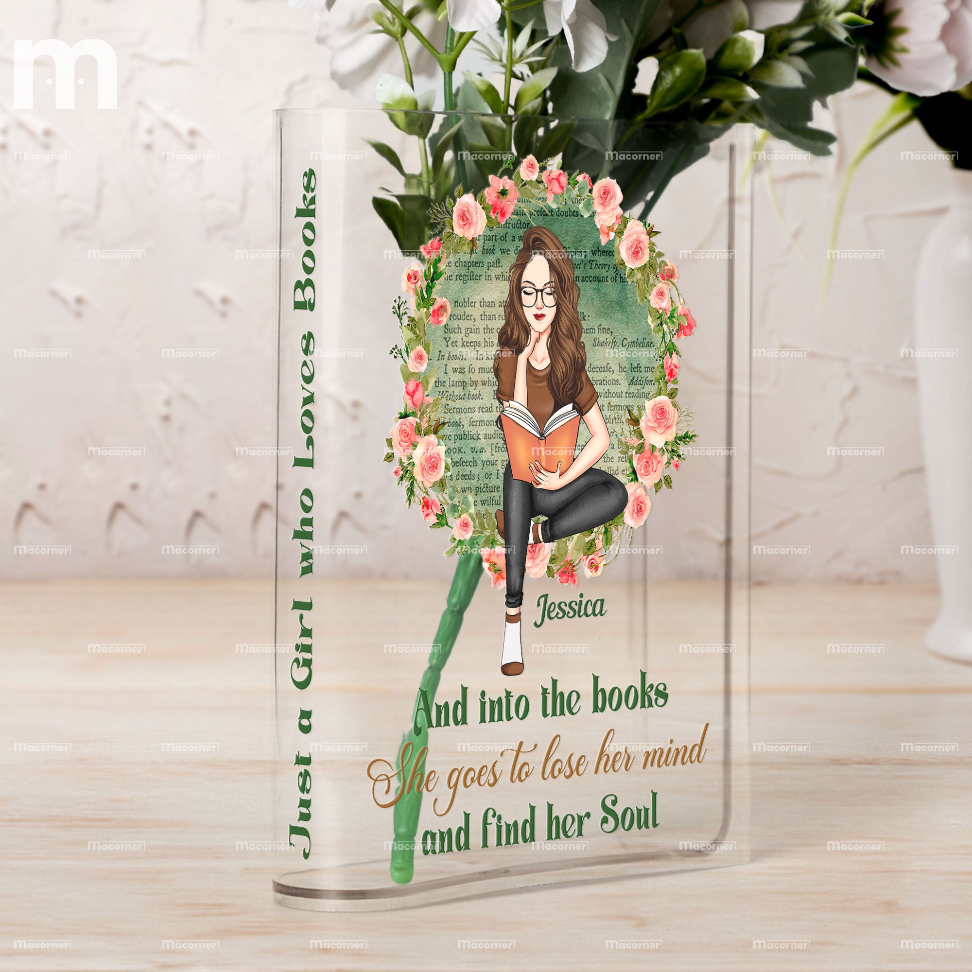 And Into The Books - Personalized Acrylic Book Vase