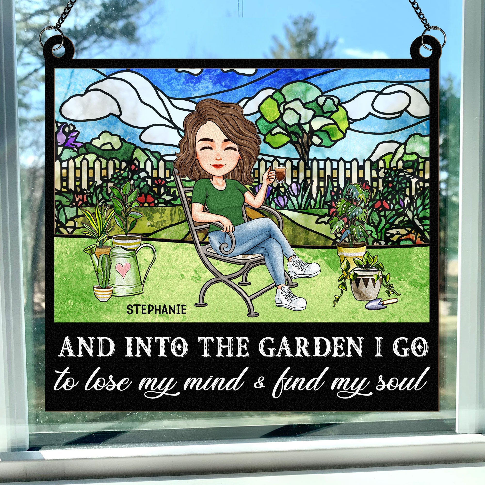 And Into The Garden I Go Gardening - Personalized Window Hanging Suncatcher Ornament