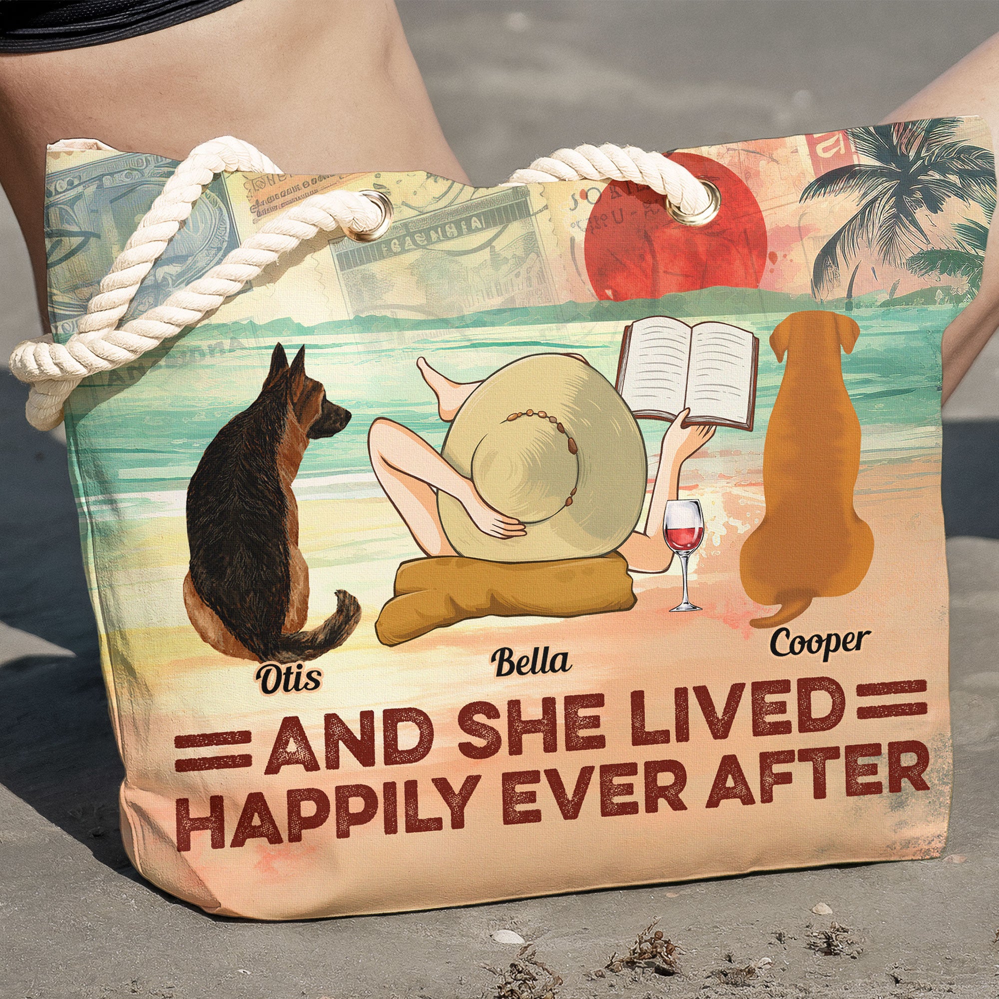 And She Lived Happily Ever After - Personalized Beach Bag