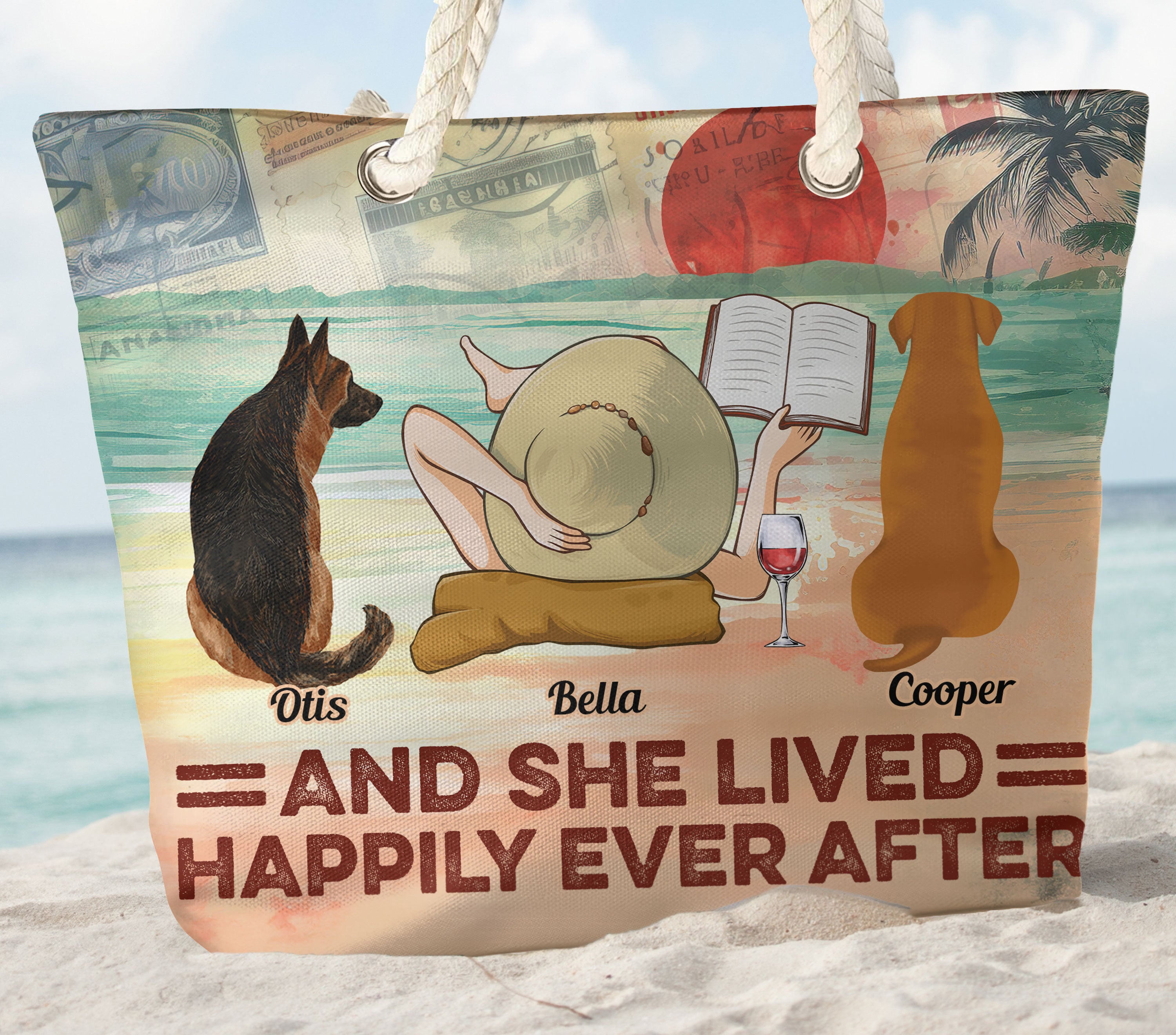 And She Lived Happily Ever After - Personalized Beach Bag