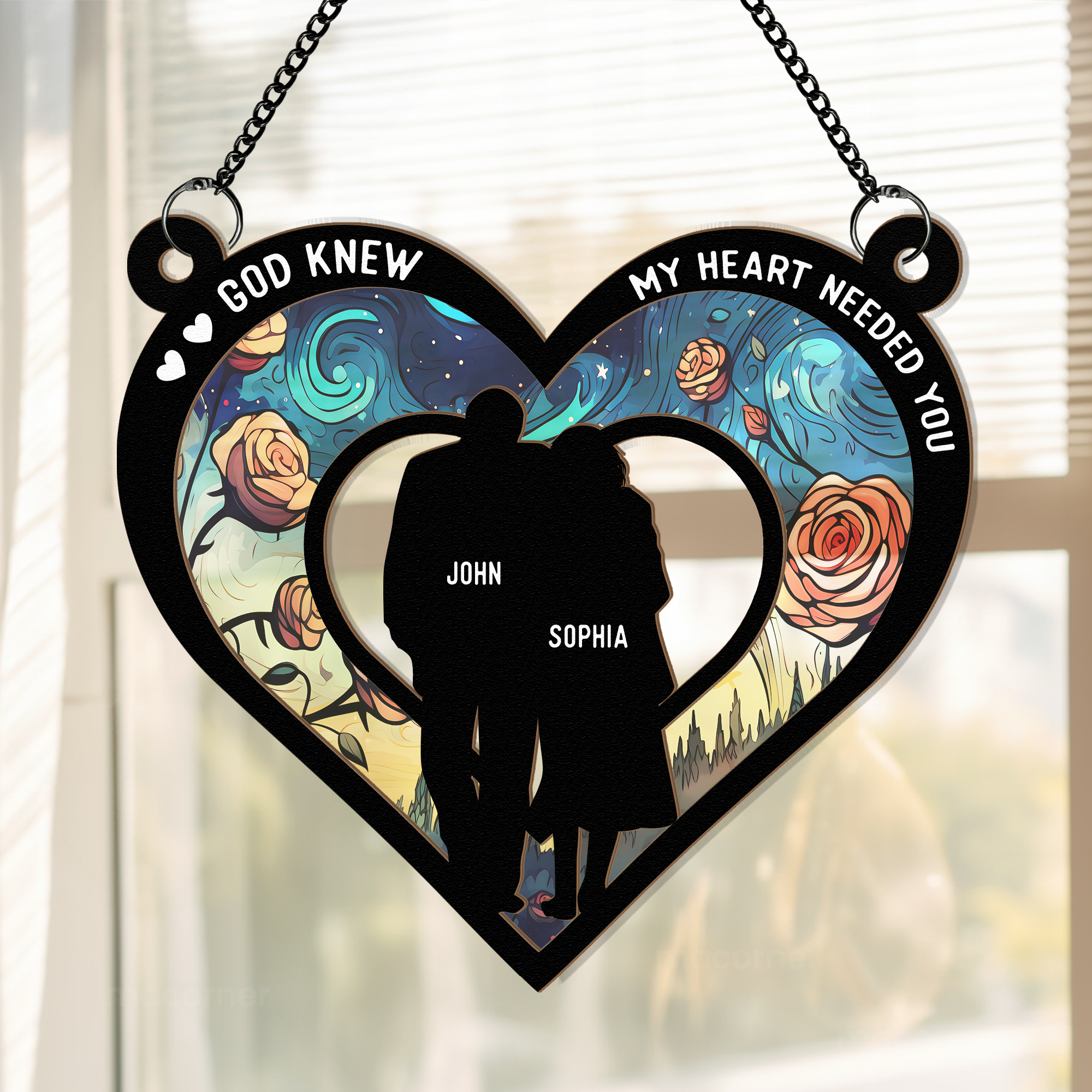 Anniversary Gift God Knew My Heart Needed You - Personalized Window Hanging Suncatcher Ornament