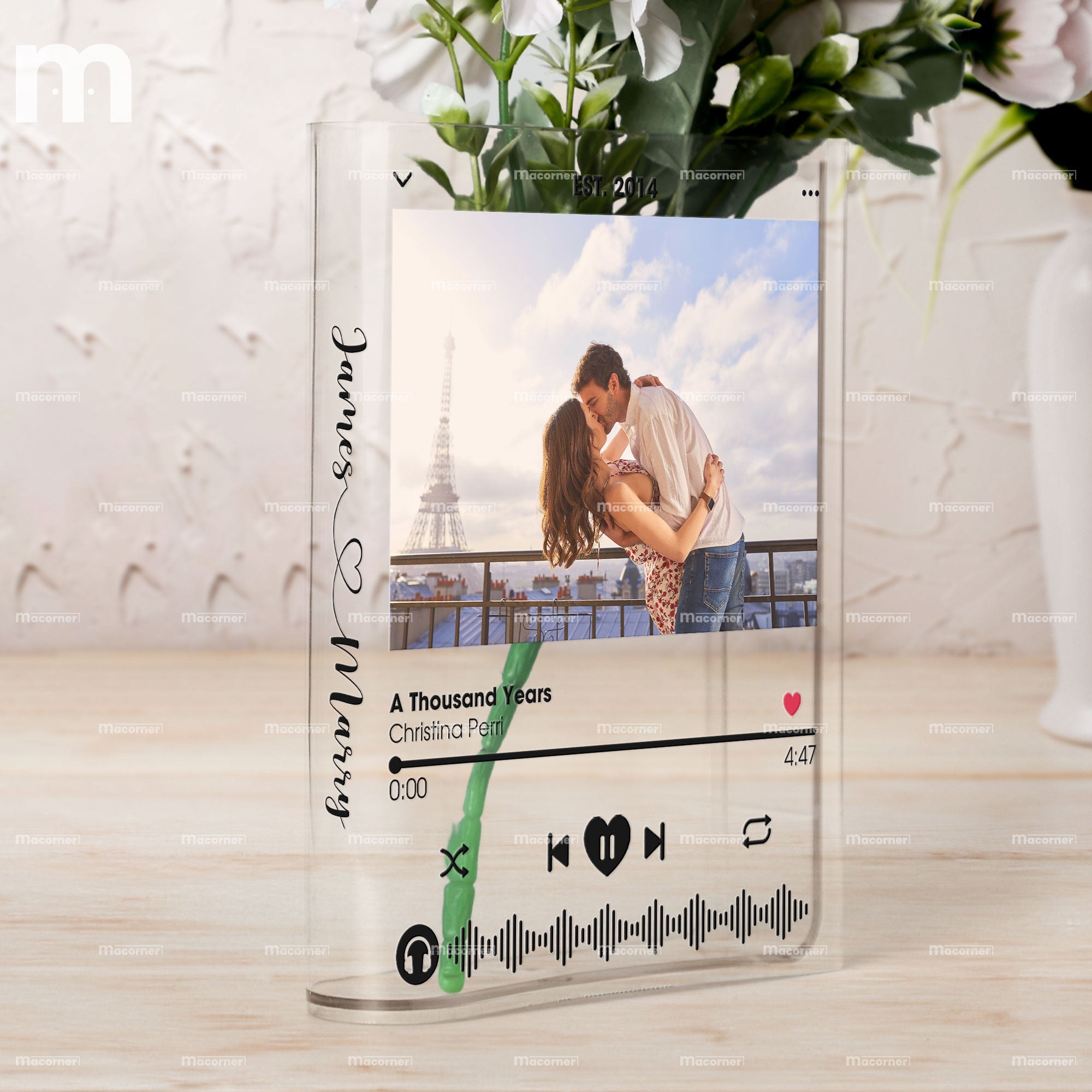 Anniversary Gift Idea Custom Song Title - Personalized Photo Acrylic Book Vase