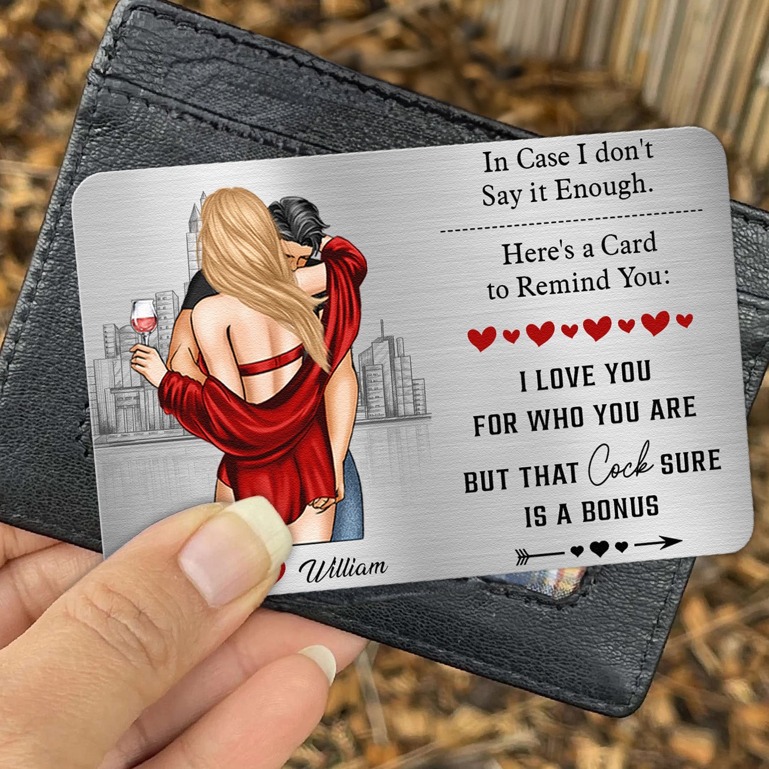 Anniversary Reminder Card For Couples, Him, Her - Personalized Aluminum Wallet Card