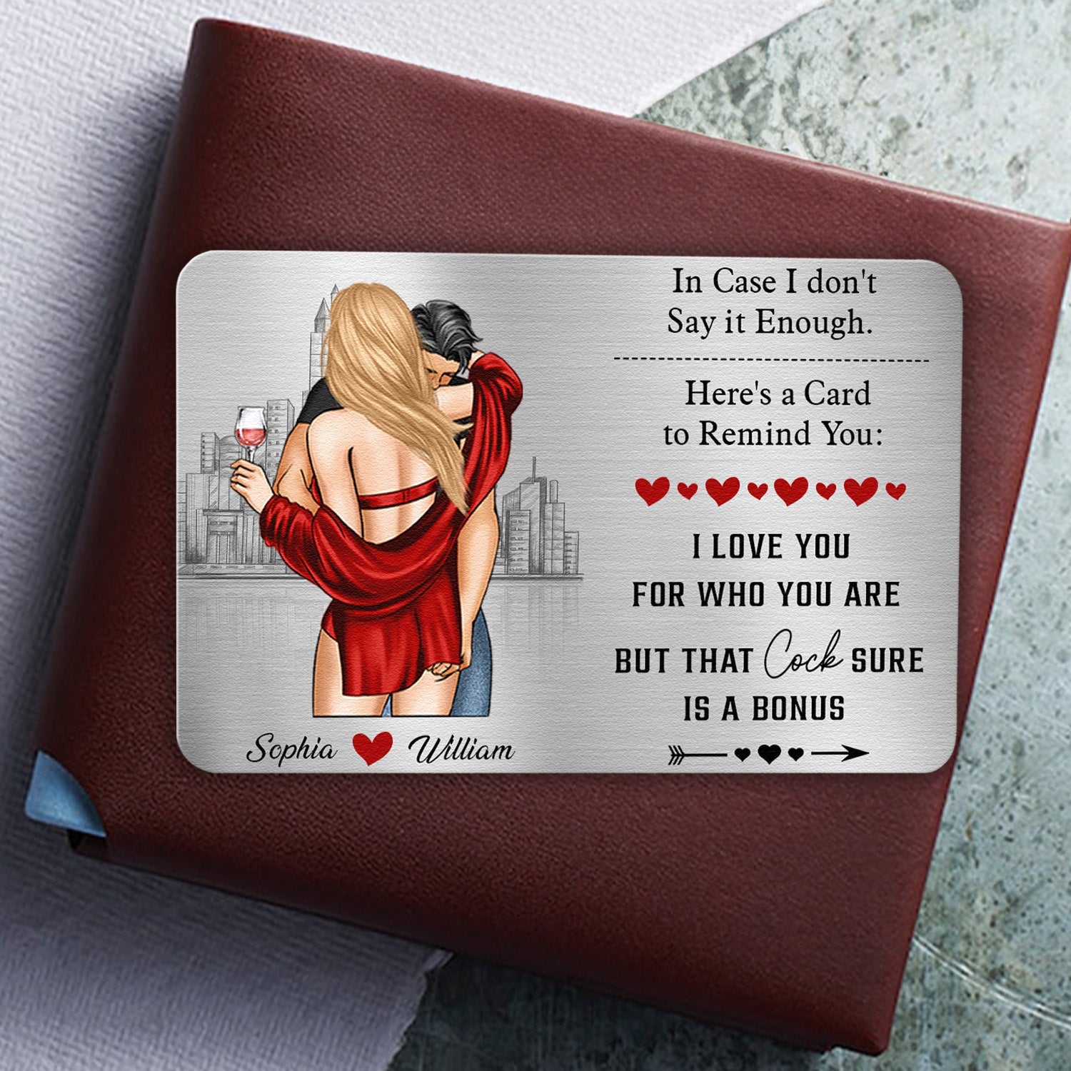 Anniversary Reminder Card For Couples, Him, Her - Personalized Aluminum Wallet Card