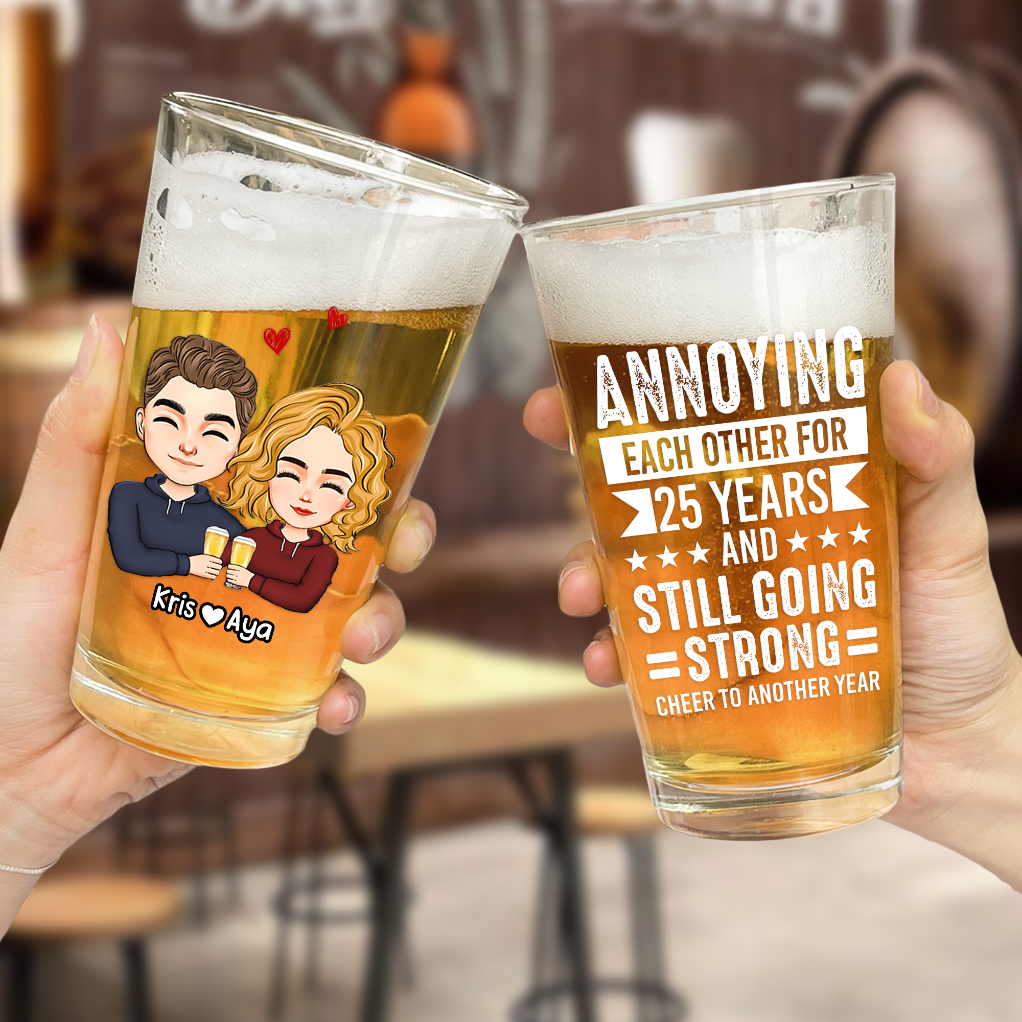 Annoying Each Other Years And Still Going Strong - Personalized Beer Glass